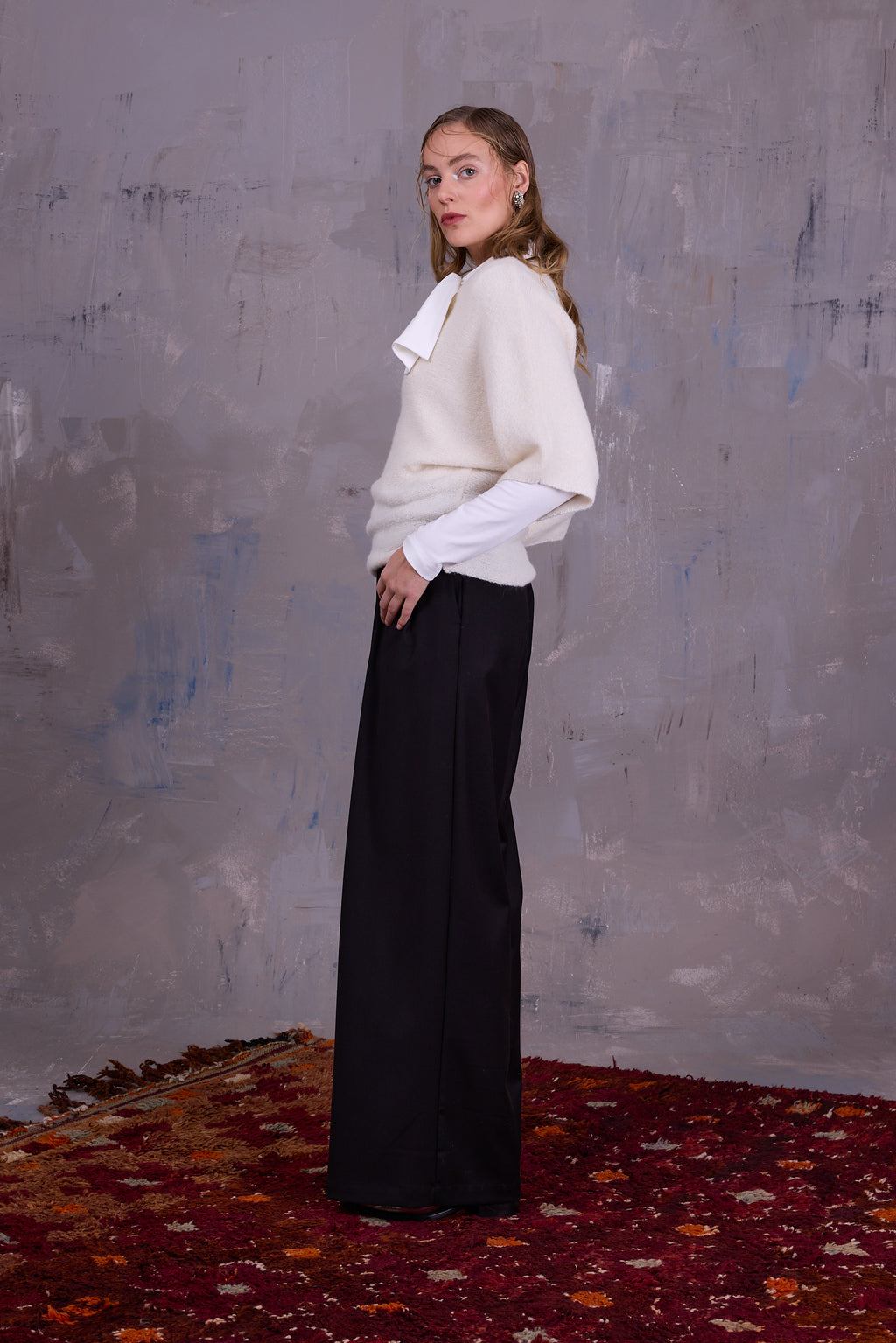 Abeno alpaca top in ecru
