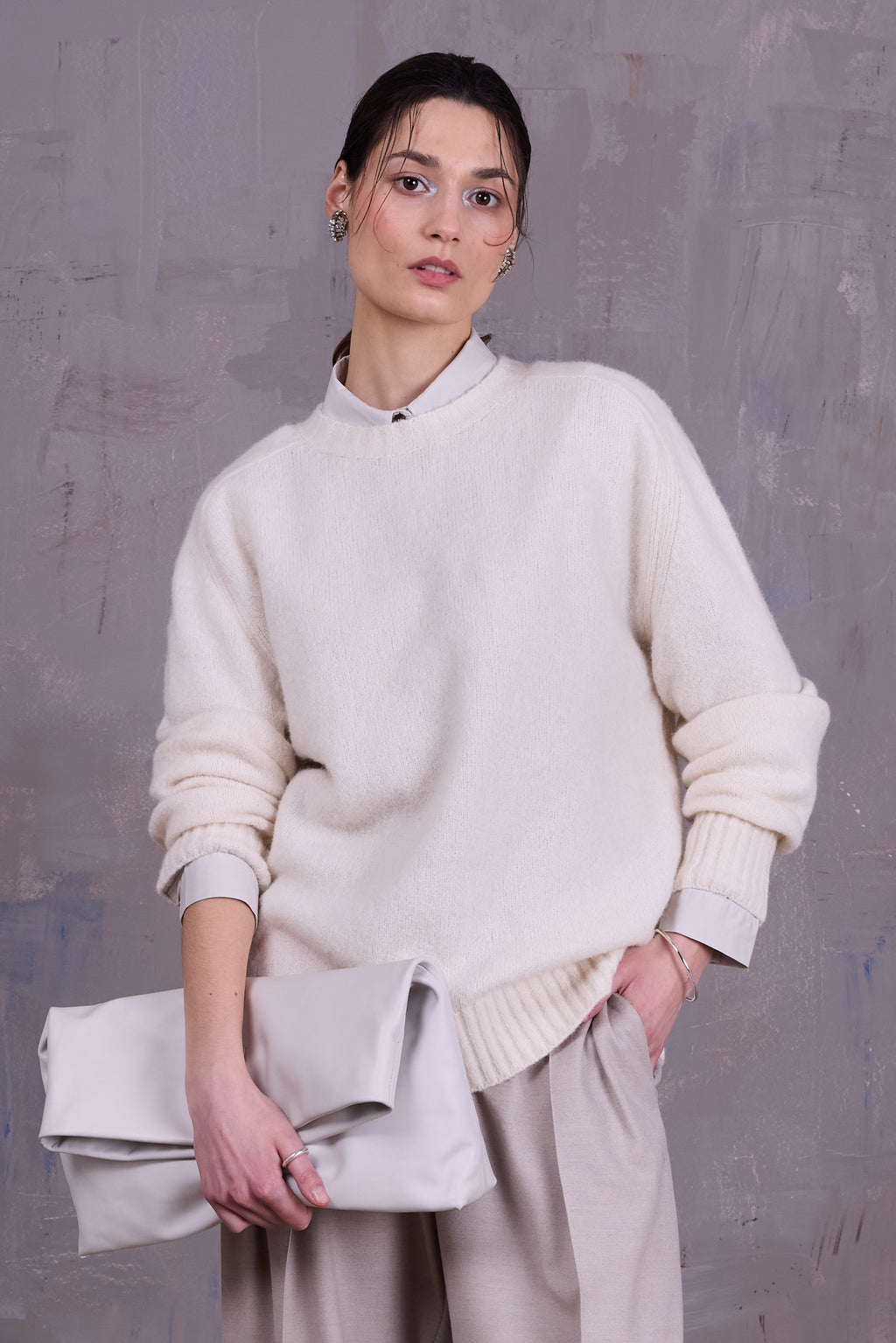 Geena knitted sweater in ecru