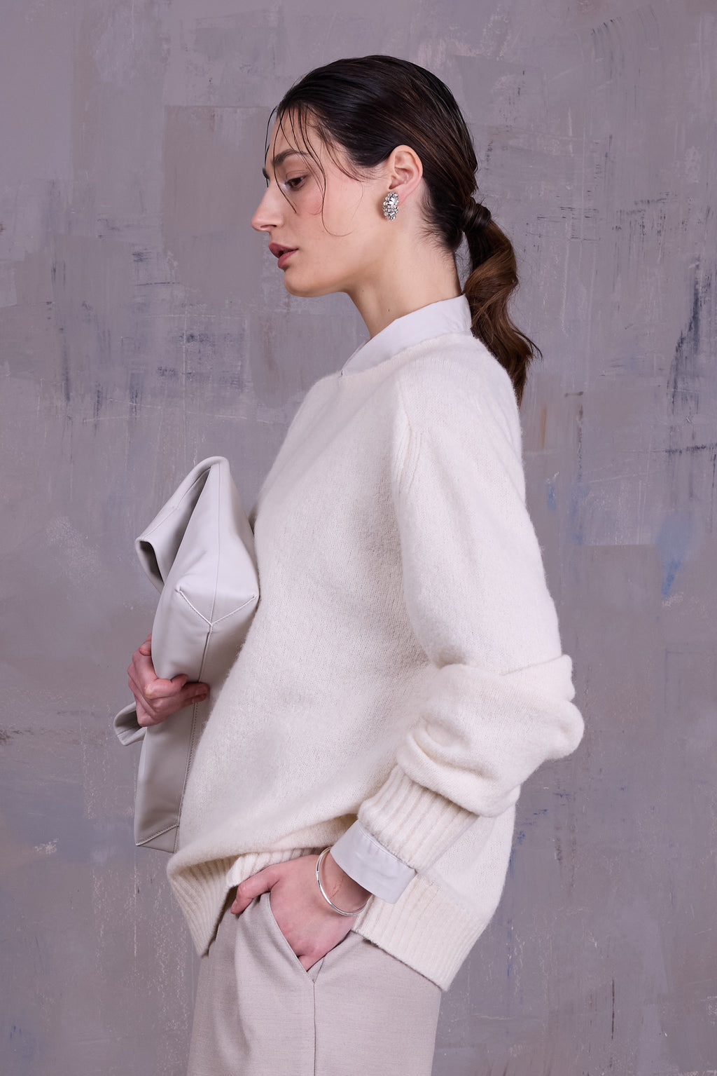 Geena knitted sweater in ecru