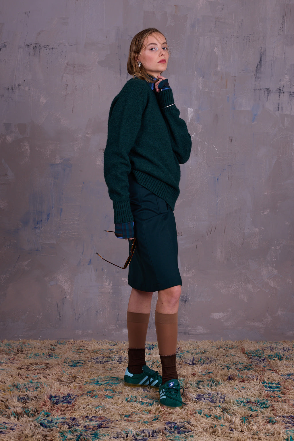 Geena knitted sweater in forest