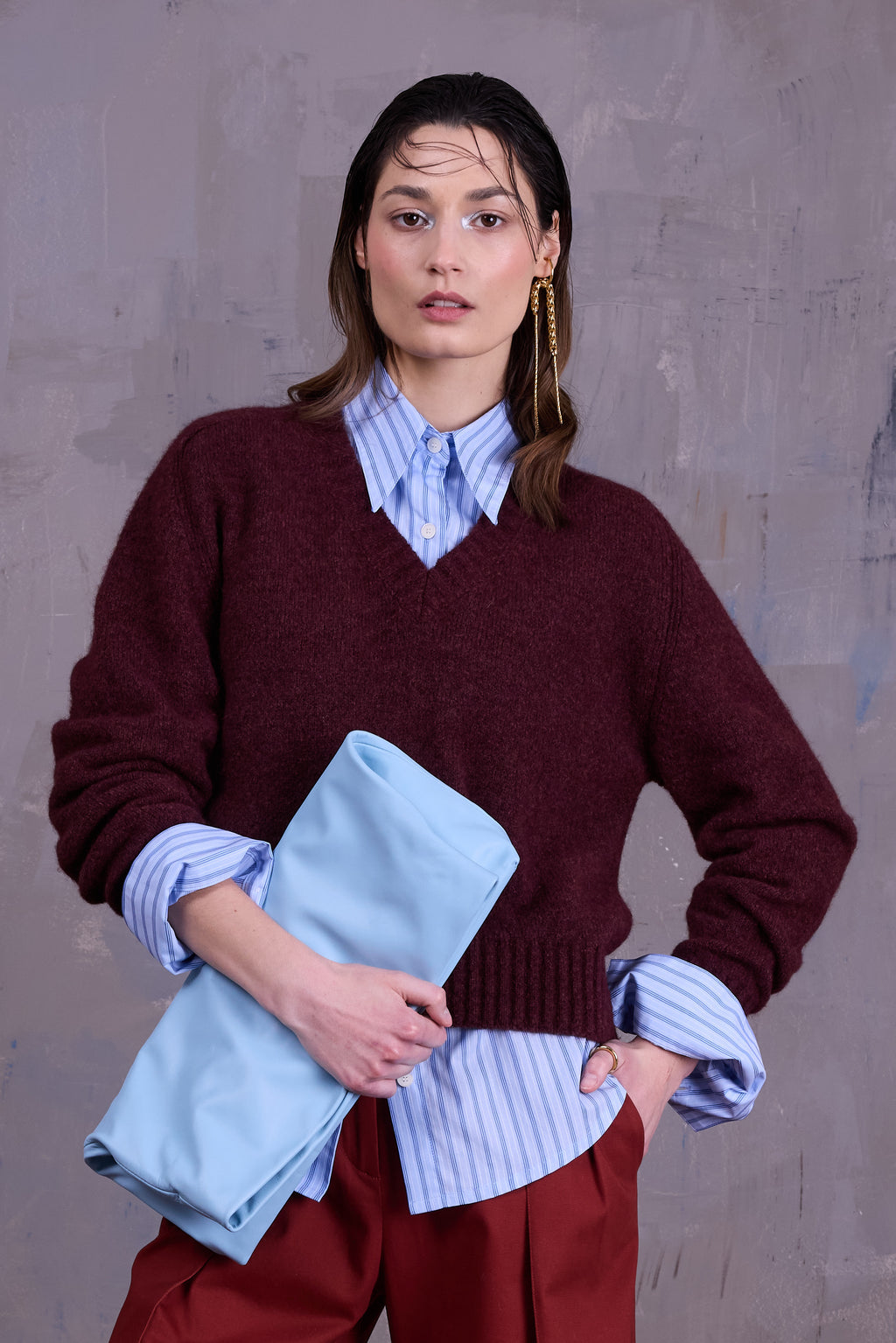 Gilly knitted sweater in merlot
