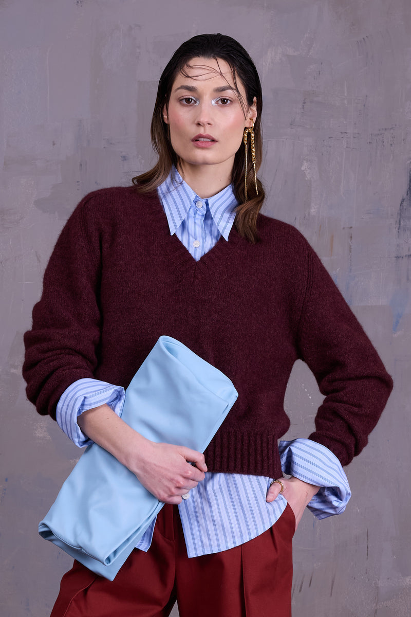 Gilly knitted sweater in merlot
