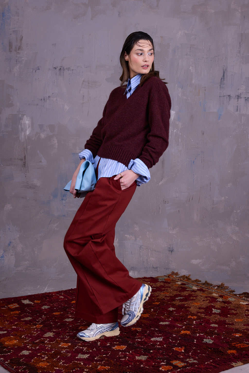 Gilly knitted sweater in merlot