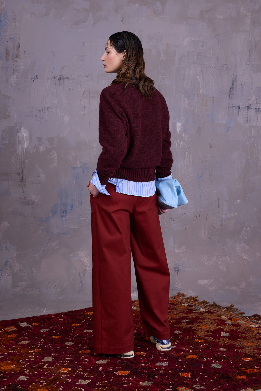 Gilly knitted sweater in merlot
