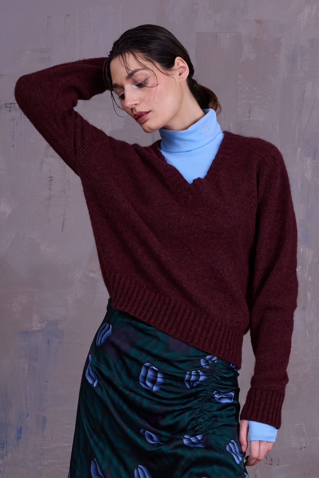 Gilly knitted sweater in merlot