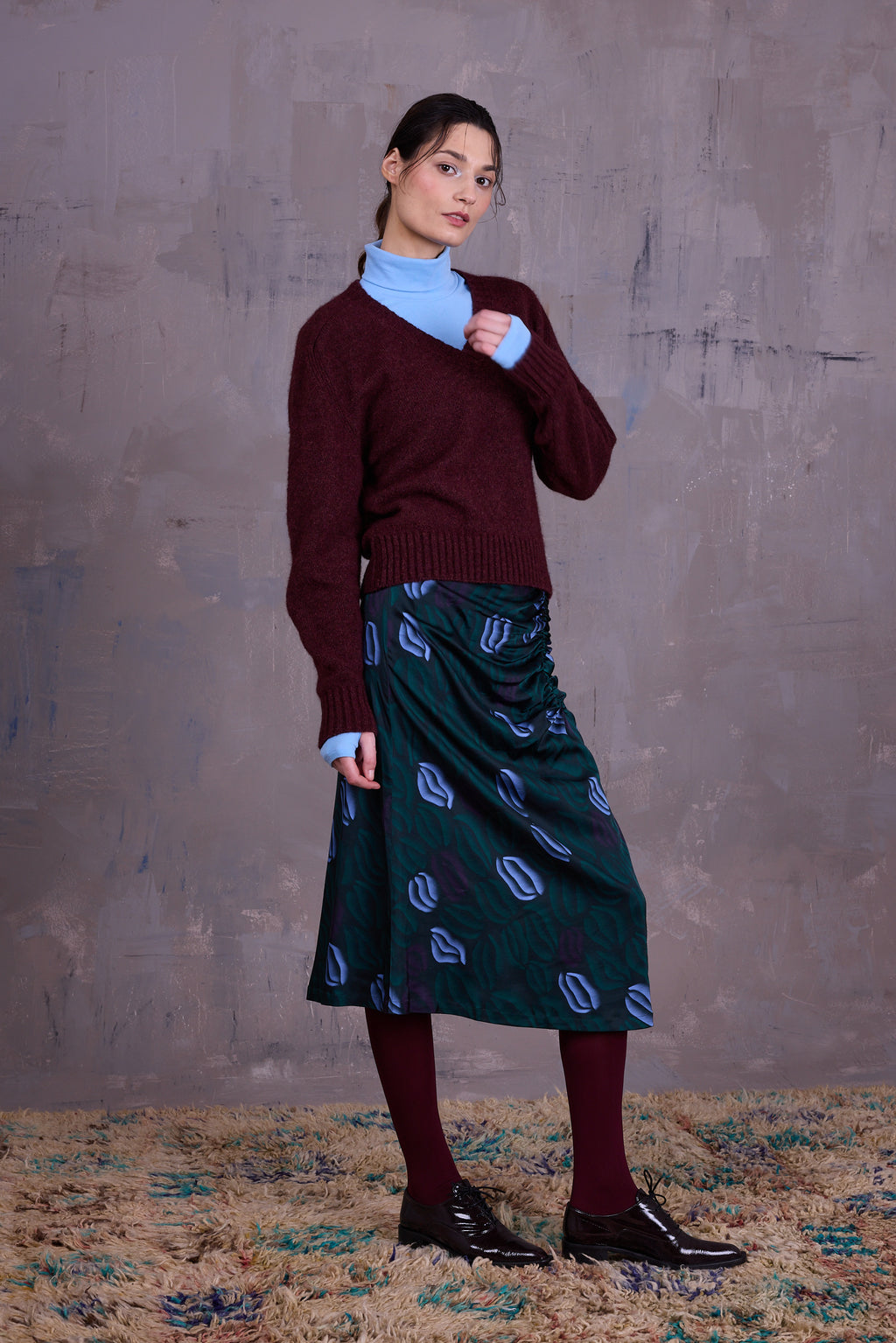 Gilly knitted sweater in merlot