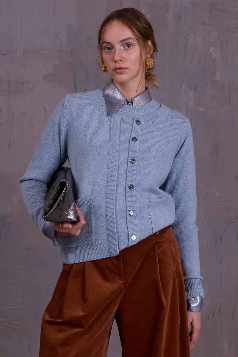 Gabrielle semi-cardigan in pearl blue