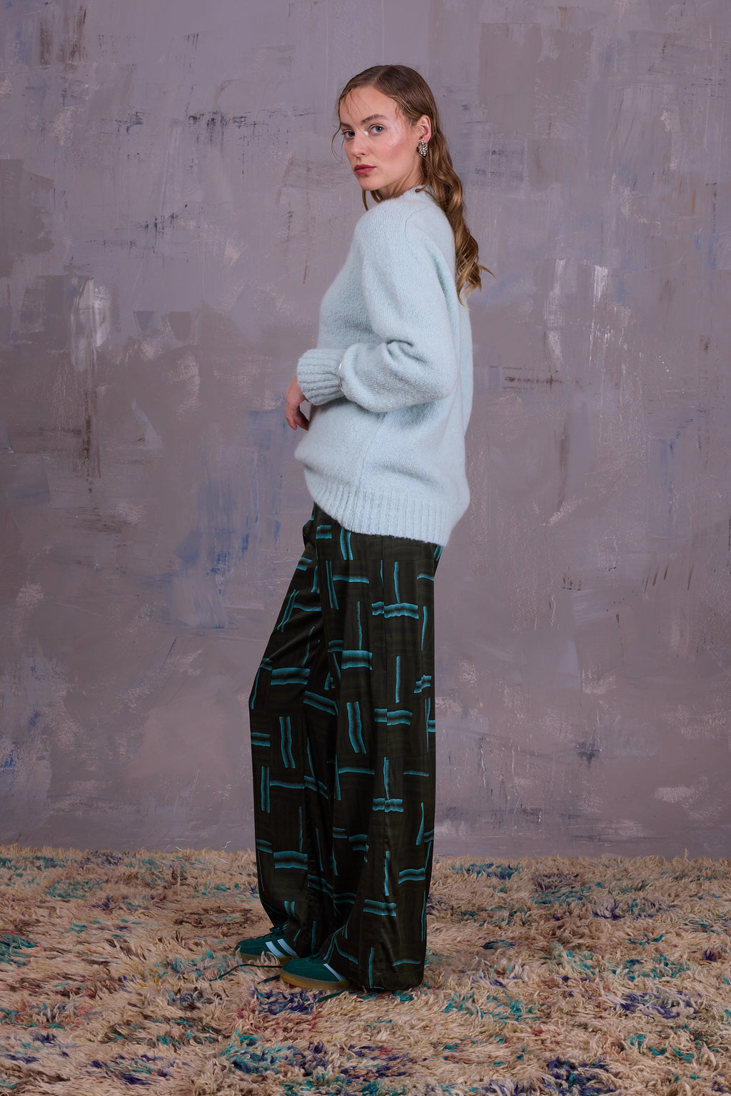 Gijsbrecht trousers in satijnen forest green wovens