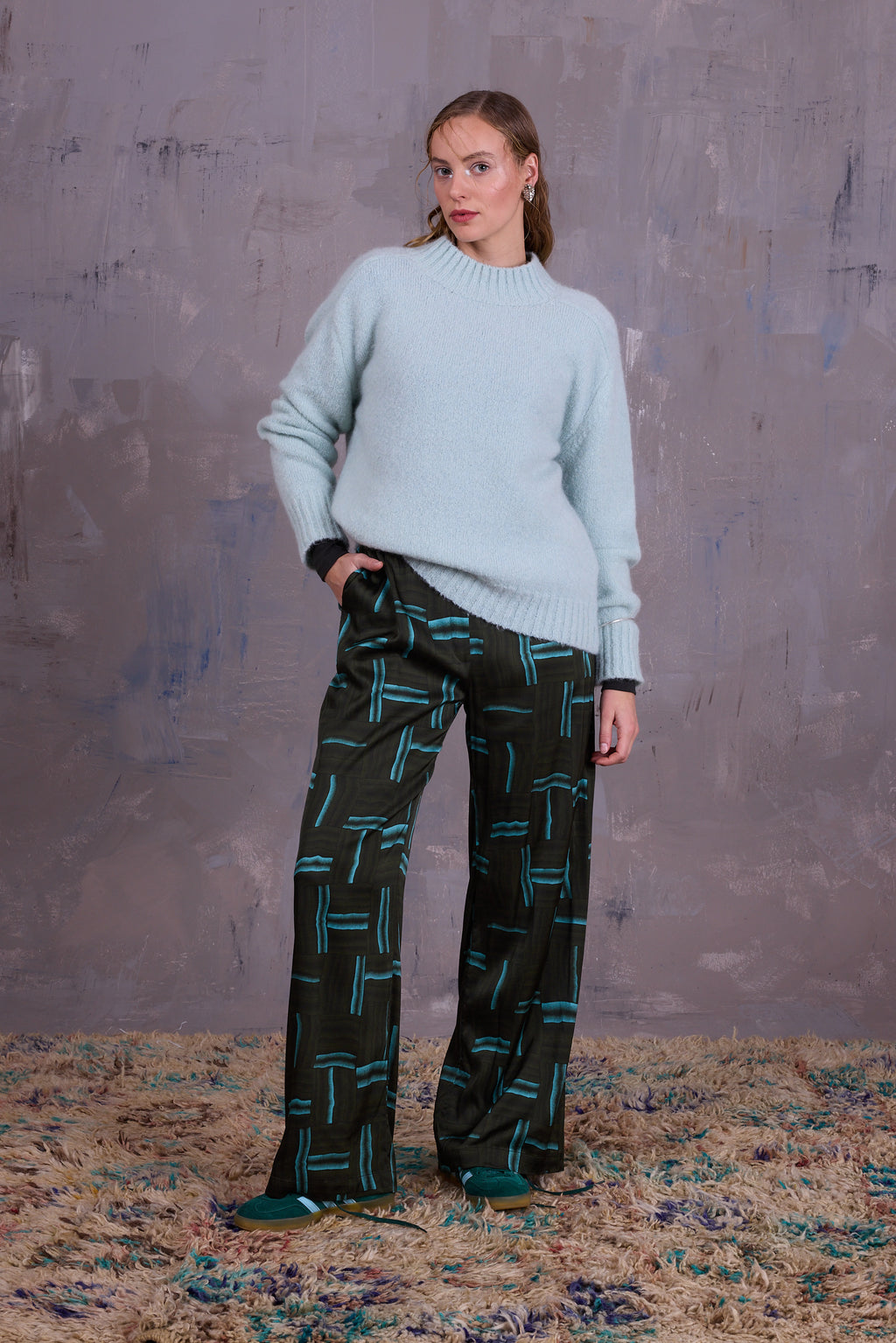 Gijsbrecht trousers in satijnen forest green wovens