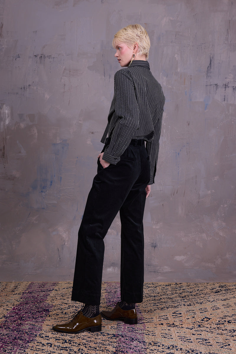 Gons trousers in black forest velvet