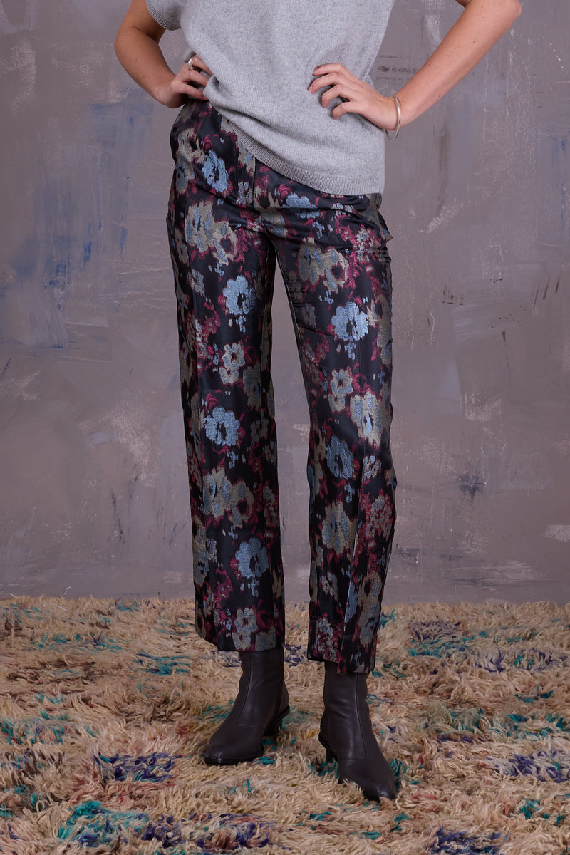 Gons trousers in pink blue jacquard