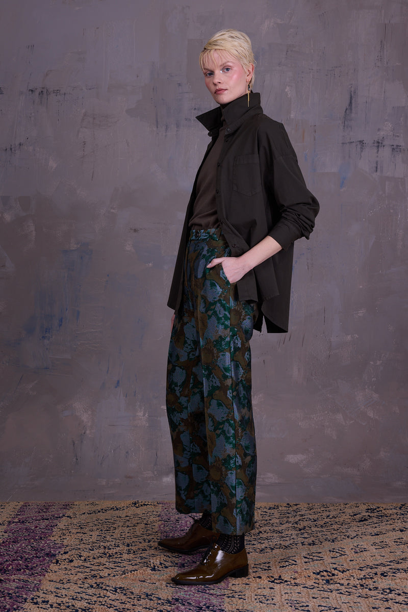 Gons trousers in rivergreen jacquard