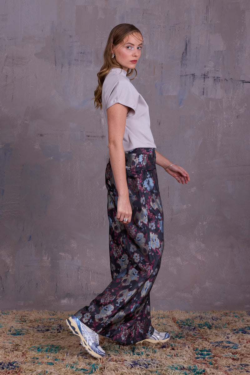 Bolivar broek in pink blue jacquard