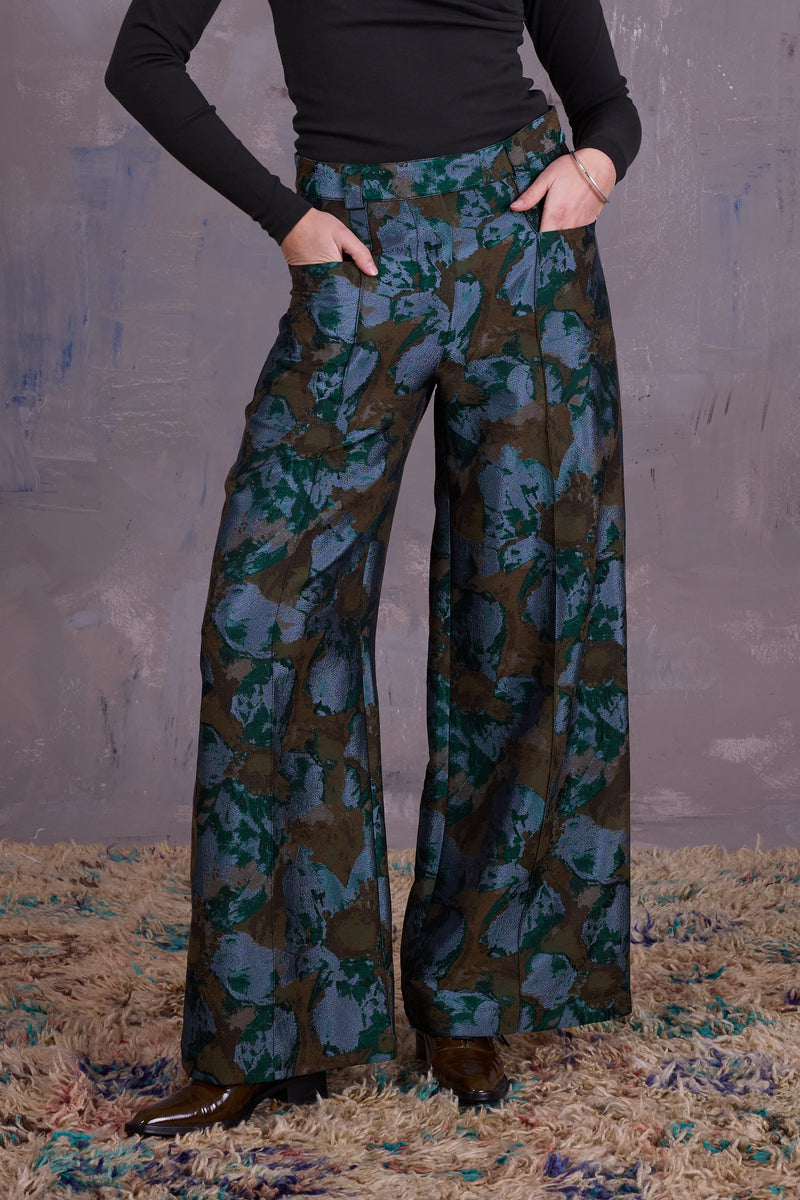 Bolivar broek in rivergreen jacquard