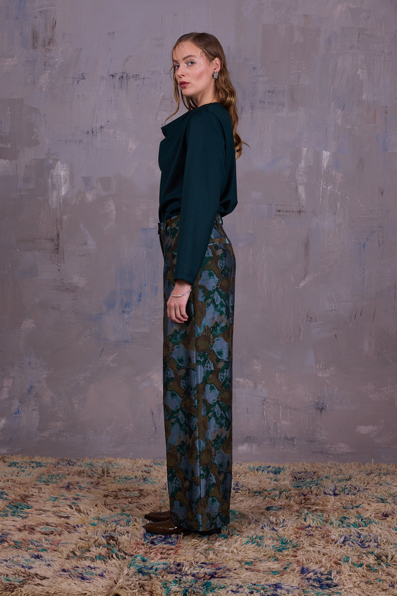 Bolivar broek in rivergreen jacquard