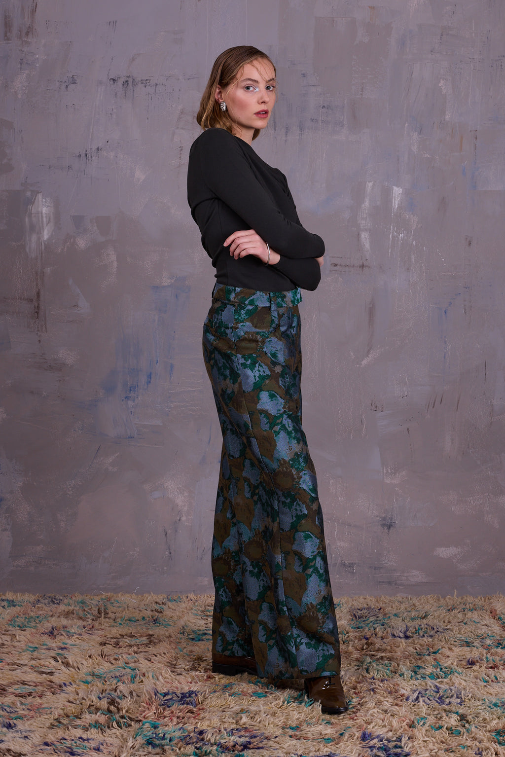 Bolivar broek in rivergreen jacquard