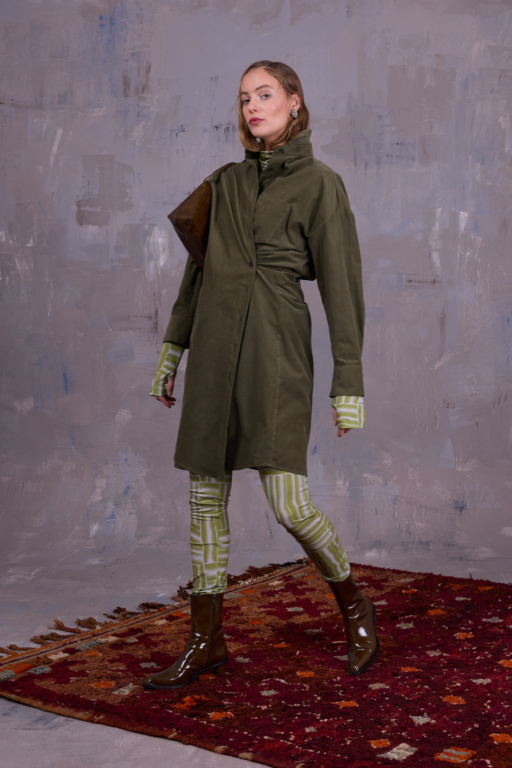 Etienne legging in lemon grass wovens