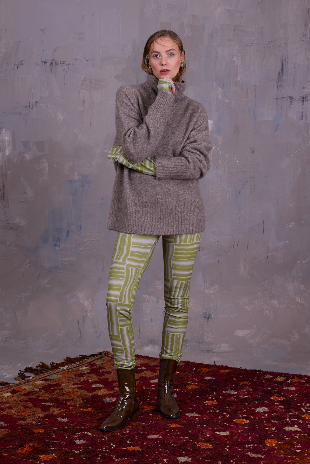 Etienne legging in lemon grass wovens