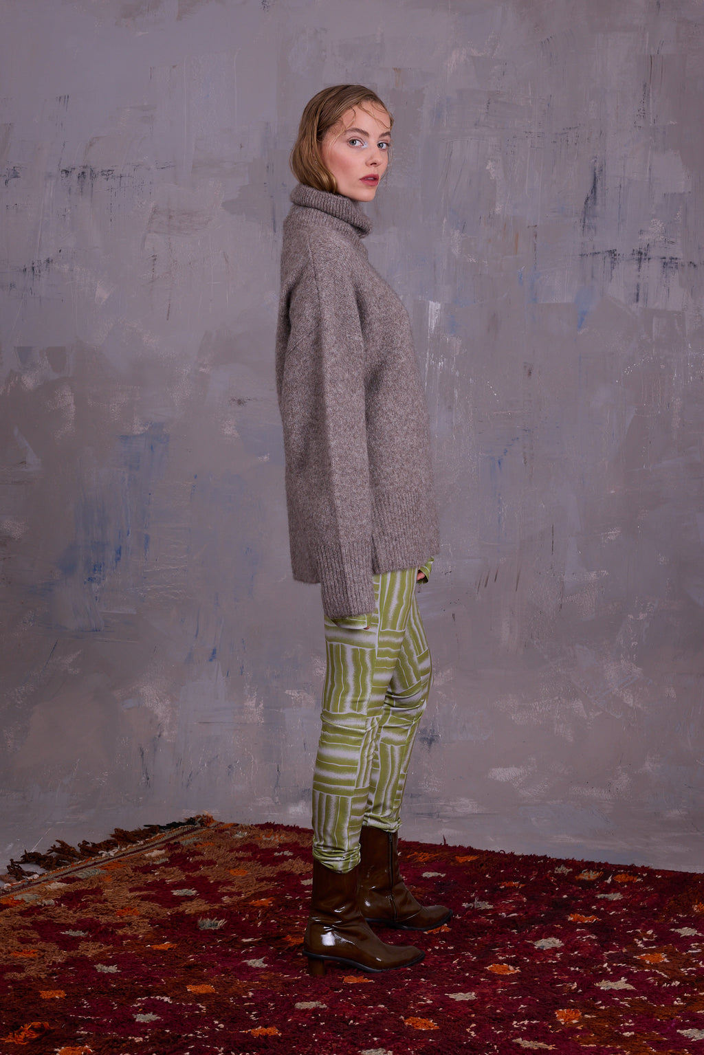 Etienne legging in lemon grass wovens