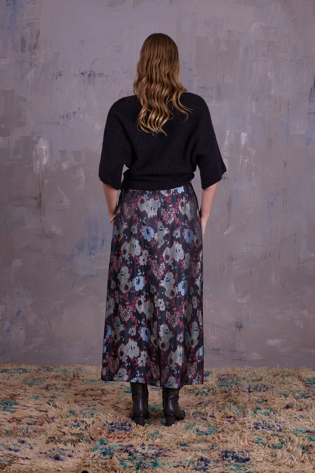 Emmanuel skirt in pink blue jacquard