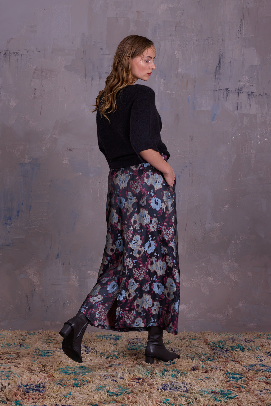 Emmanuel skirt in pink blue jacquard