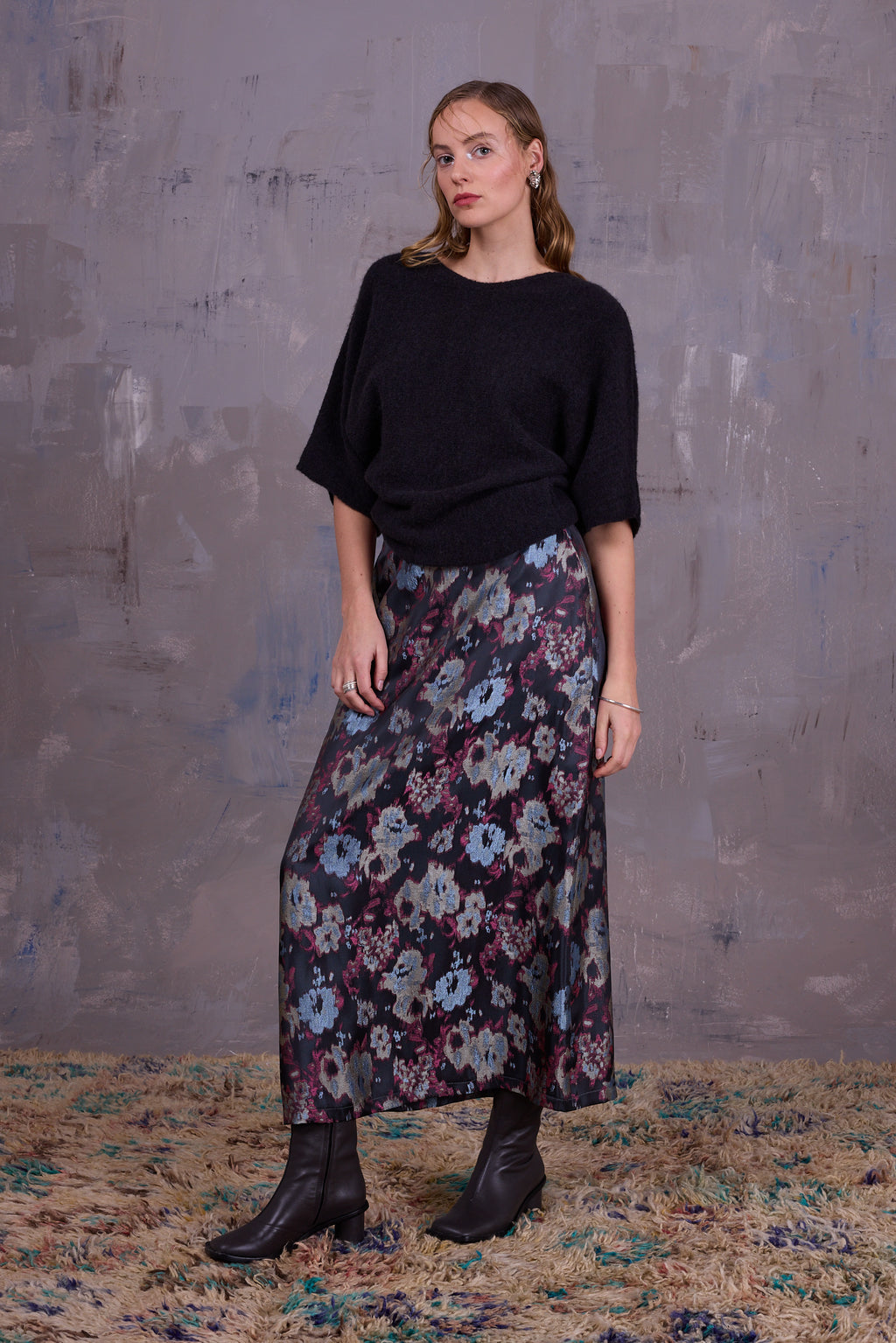 Emmanuel skirt in pink blue jacquard
