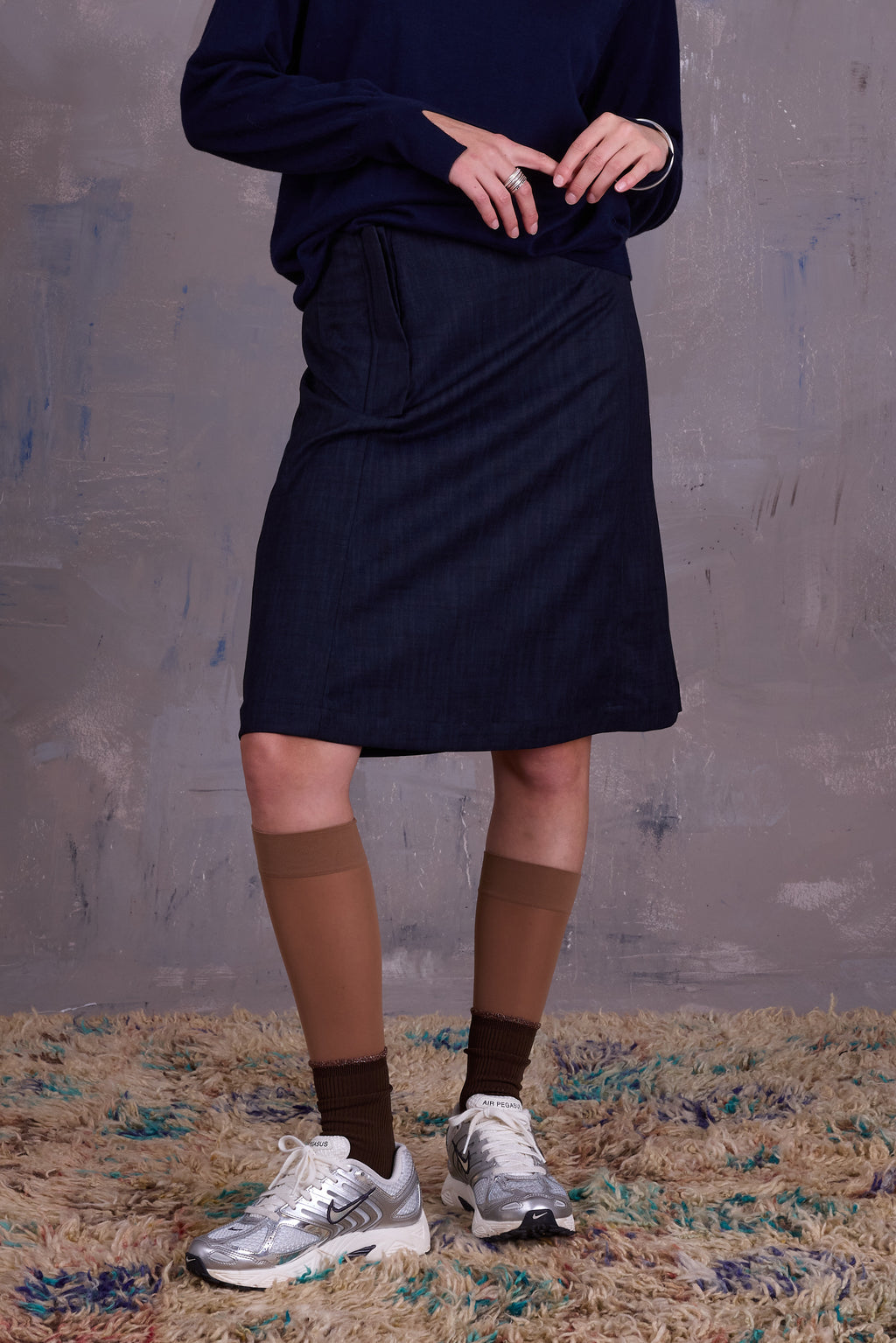 Eloise skirt with pink pinstripe