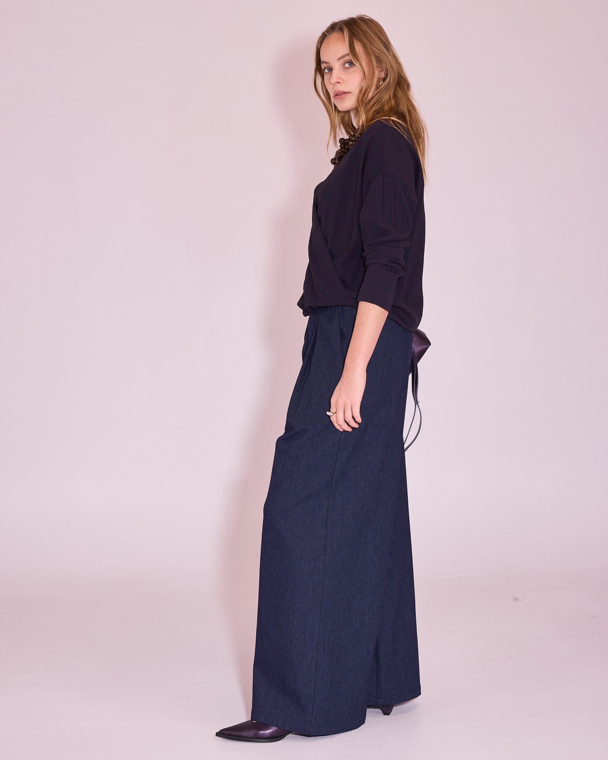 Joelle blouse in dark blue / burgundy stripes