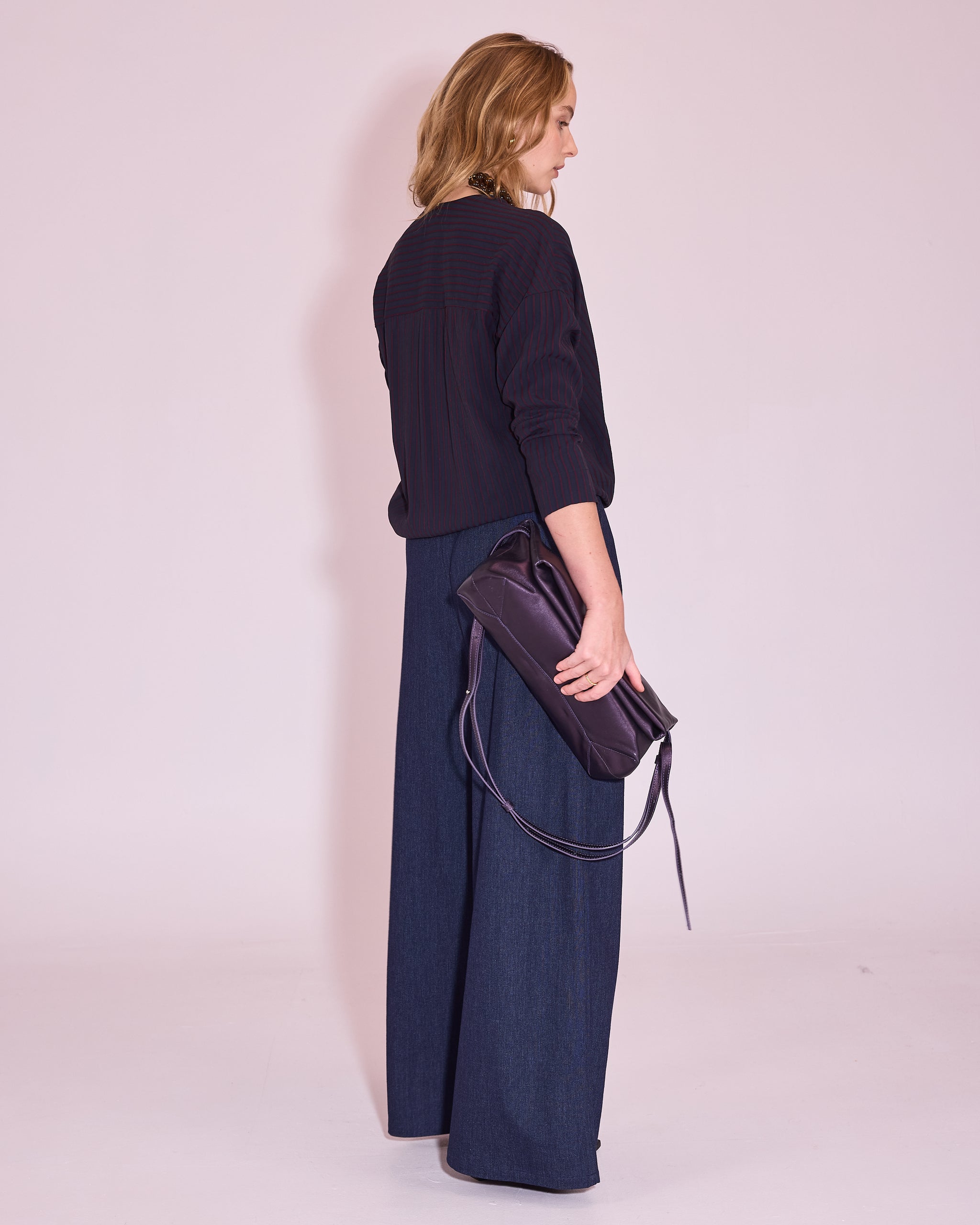 Joelle blouse in dark blue / burgundy stripes