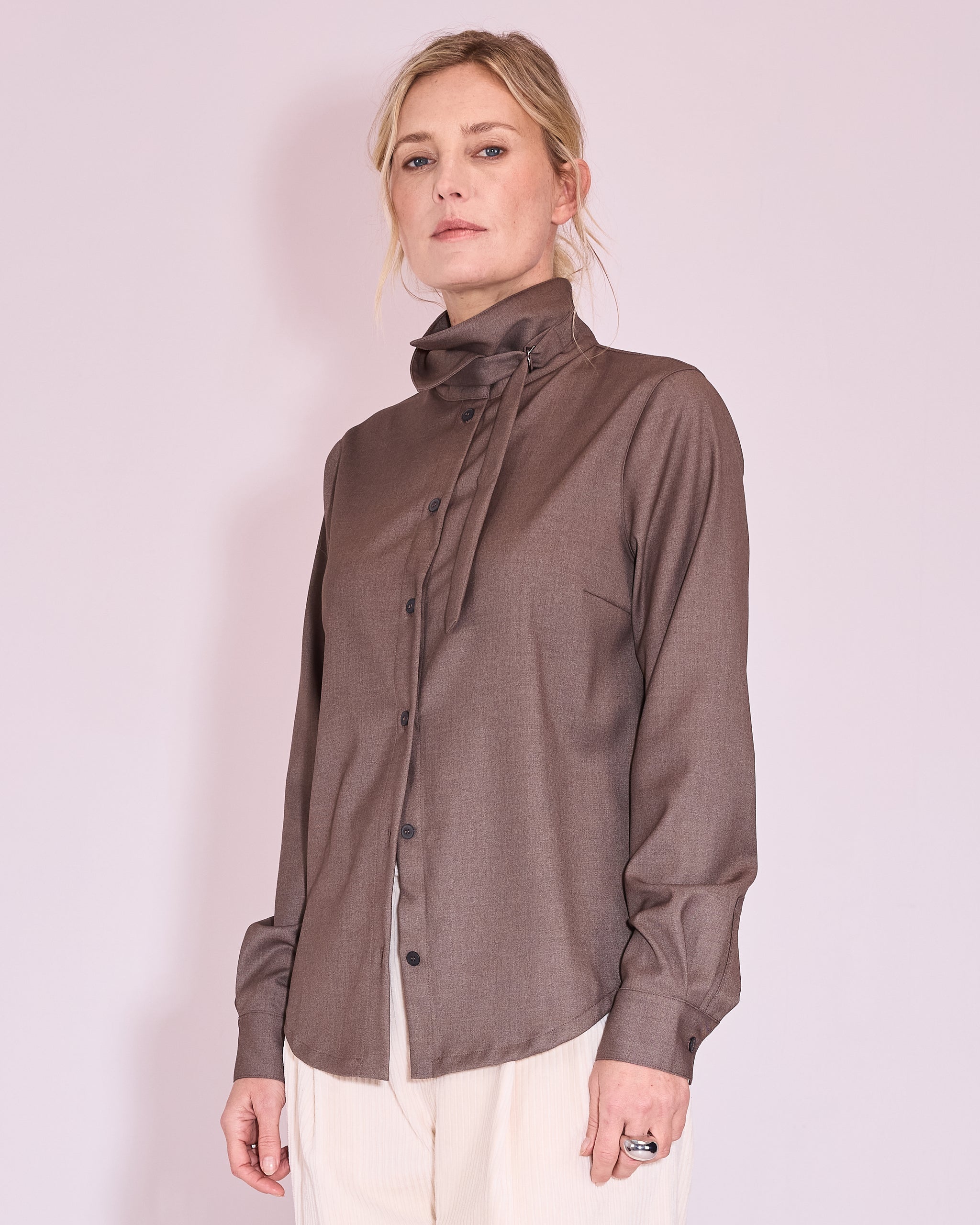 Jasmine shirt in mottled taupe