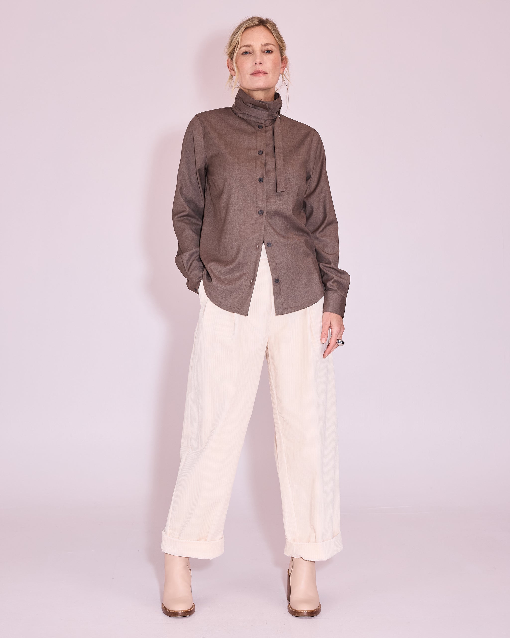 Jasmine shirt in mottled taupe