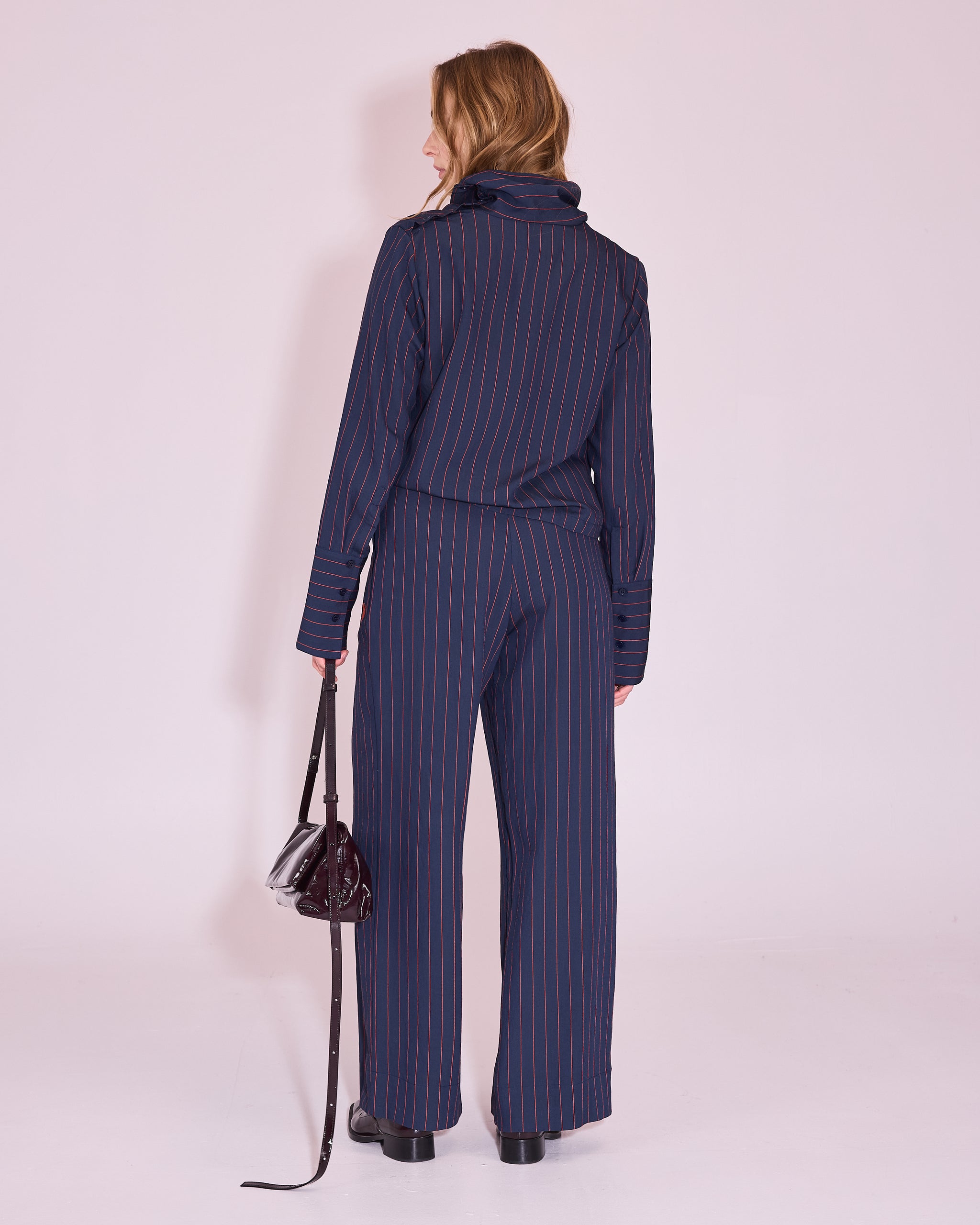 Haya blouse in navy / bright red
