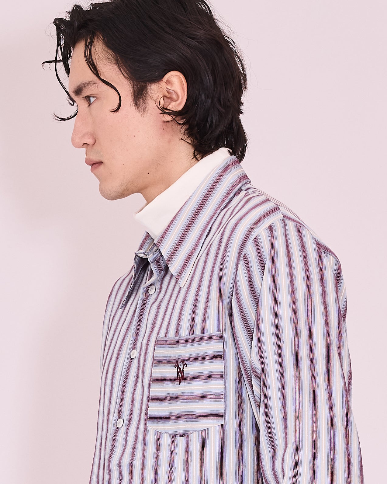Godfried hemd in burgundy / white / blue
