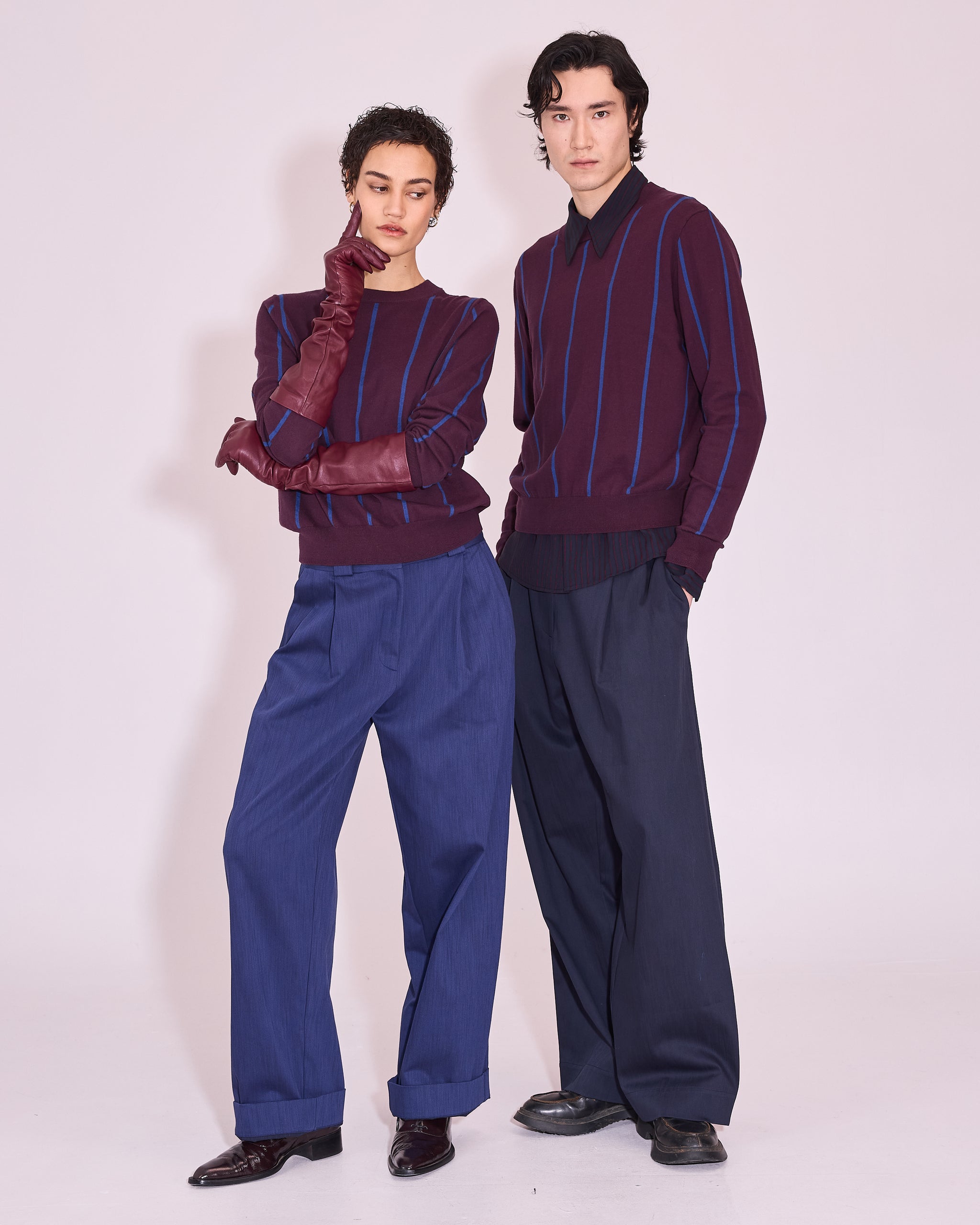 Godfried hemd in dark blue / burgundy