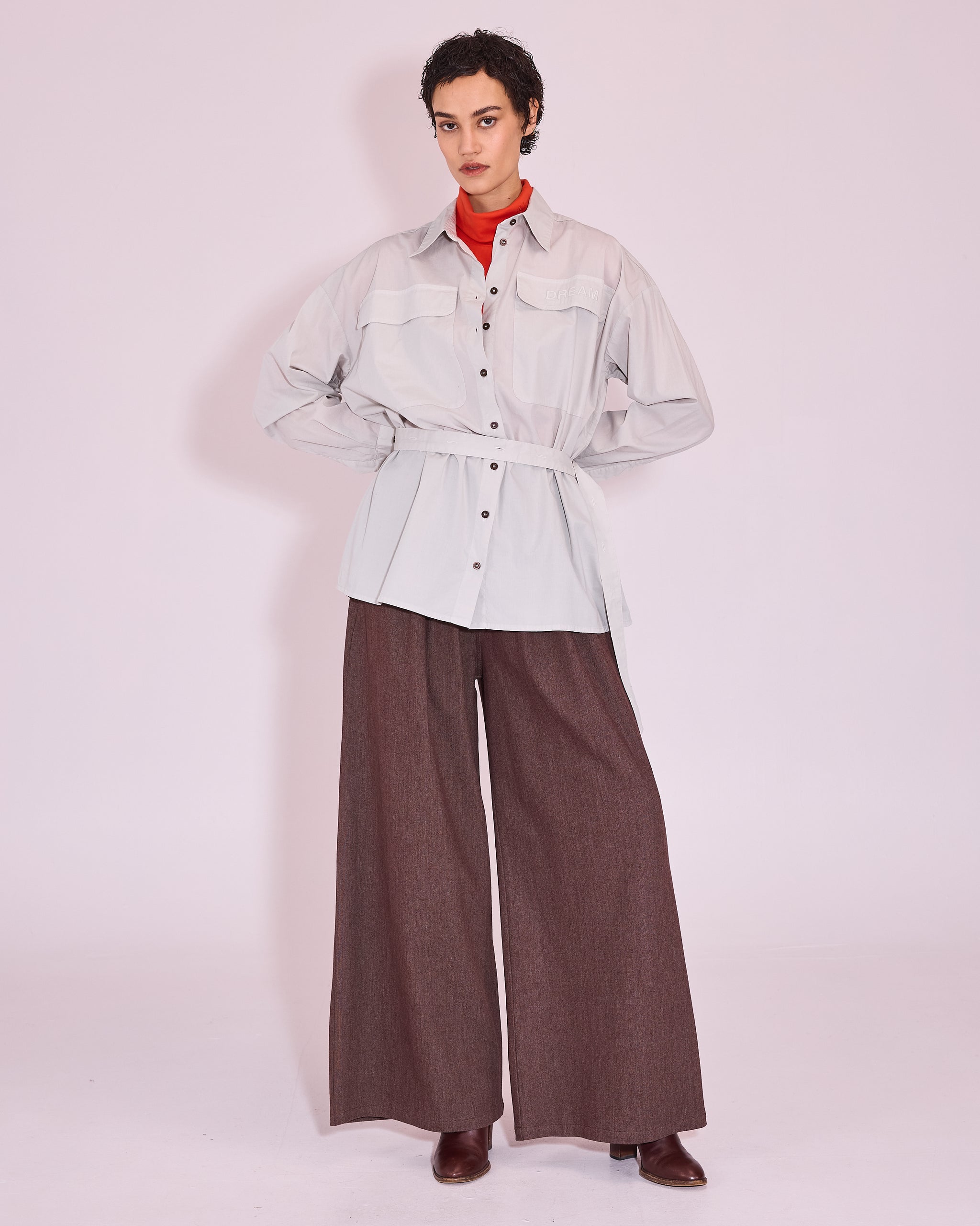 Gisely rolkraag T-shirt in mandarin red