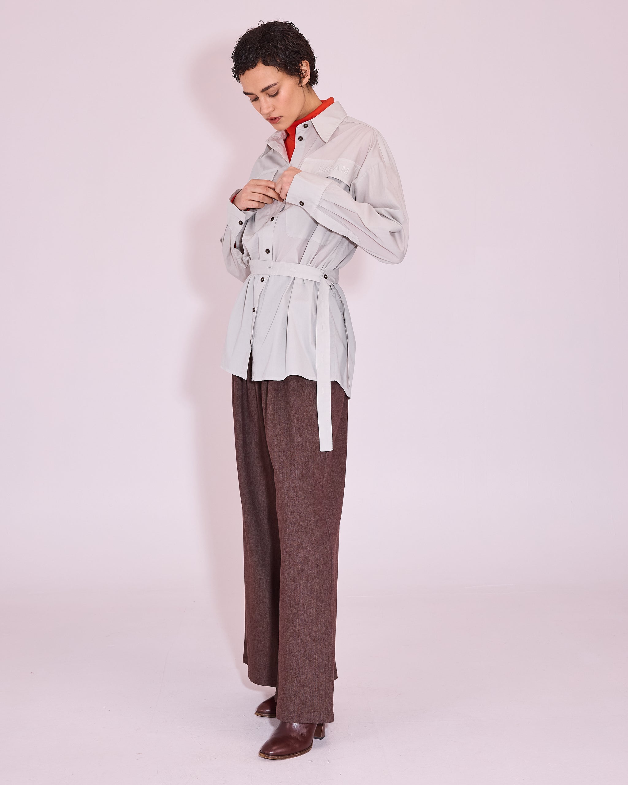 Gisely rolkraag T-shirt in mandarin red