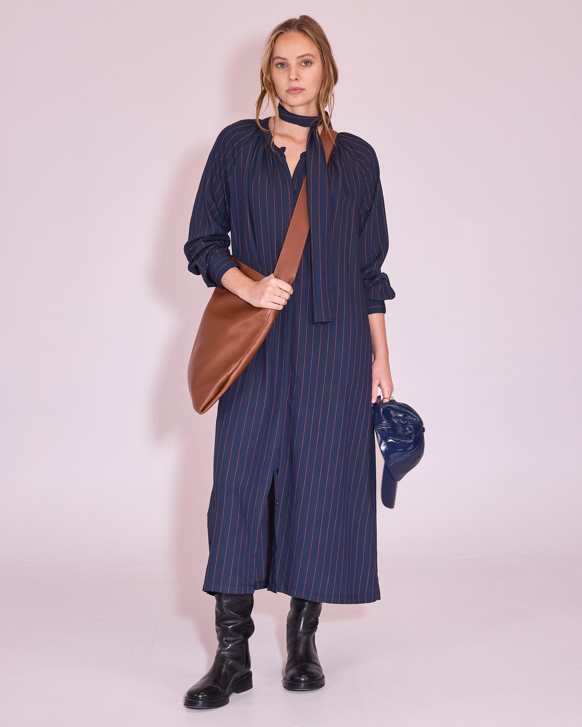 Jade jurk in navy / bright red