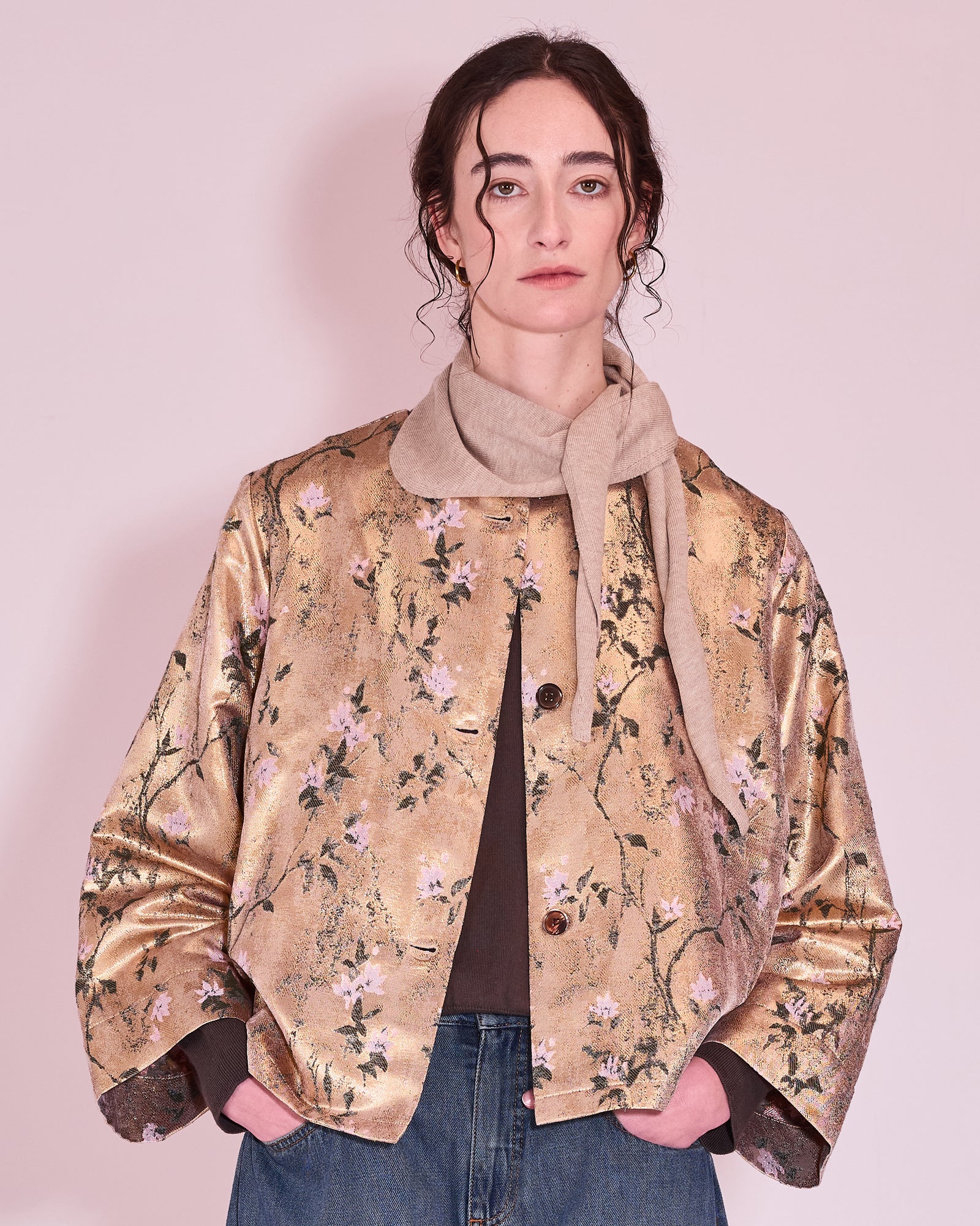 Jacques jacket in gold floral jacquard