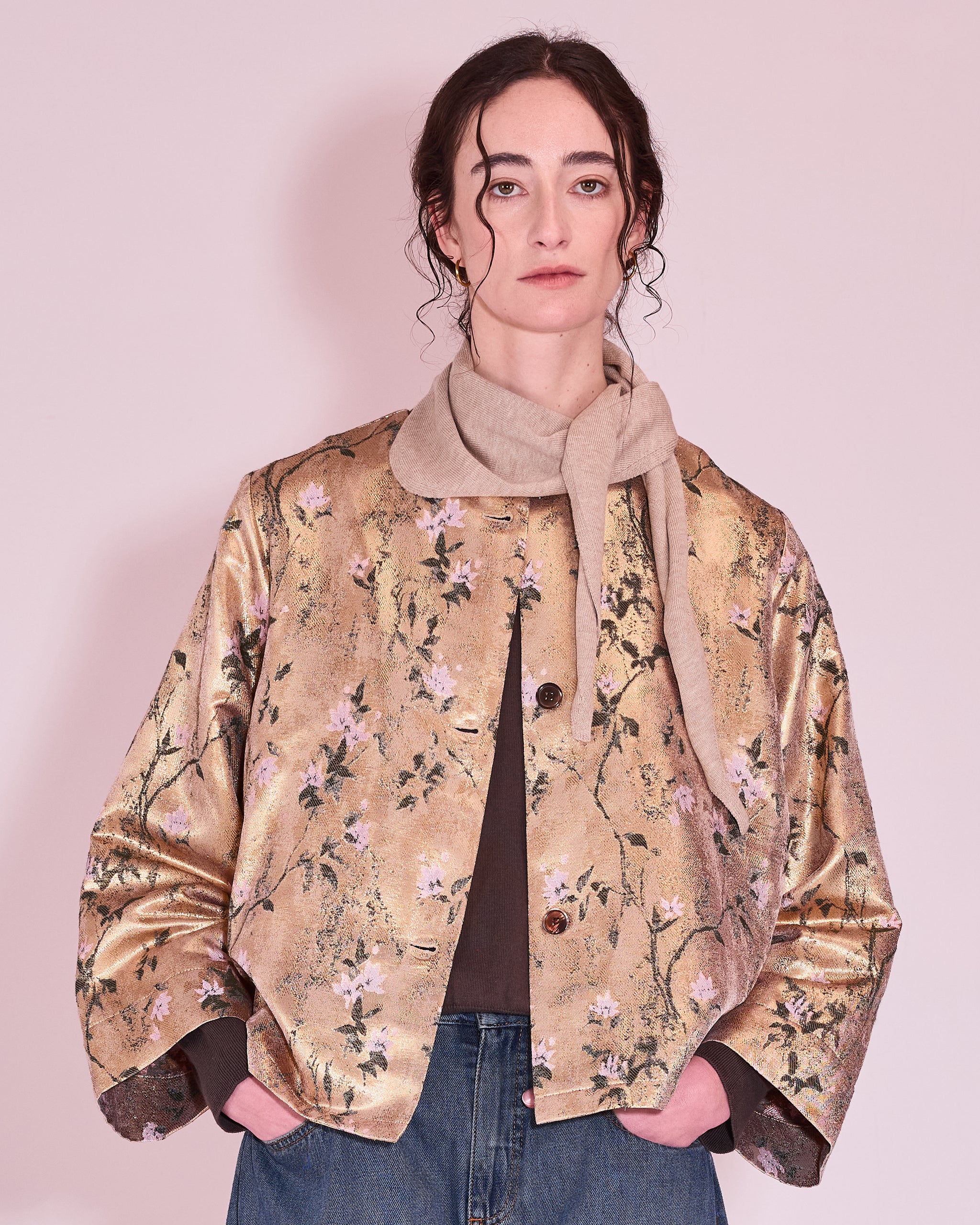 Jacques jasje in gold floral jacquard