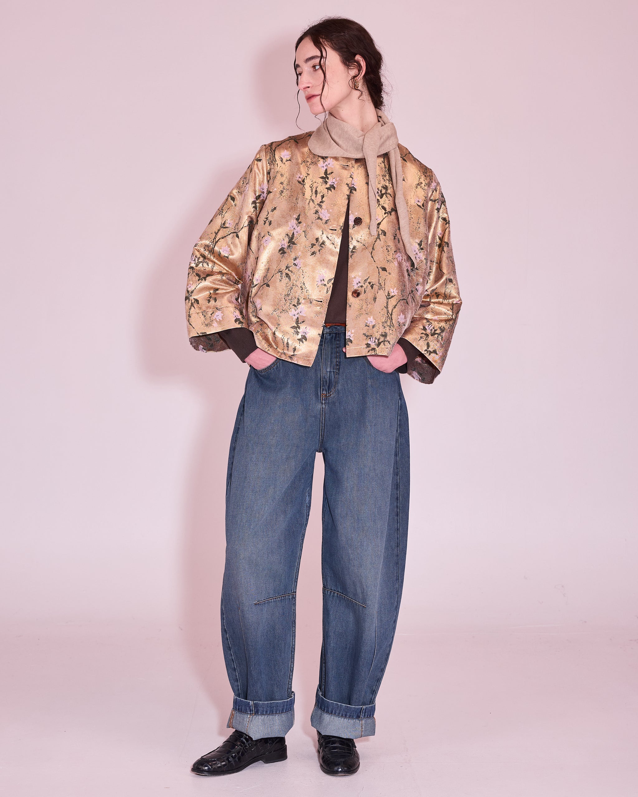Jacques jasje in gold floral jacquard