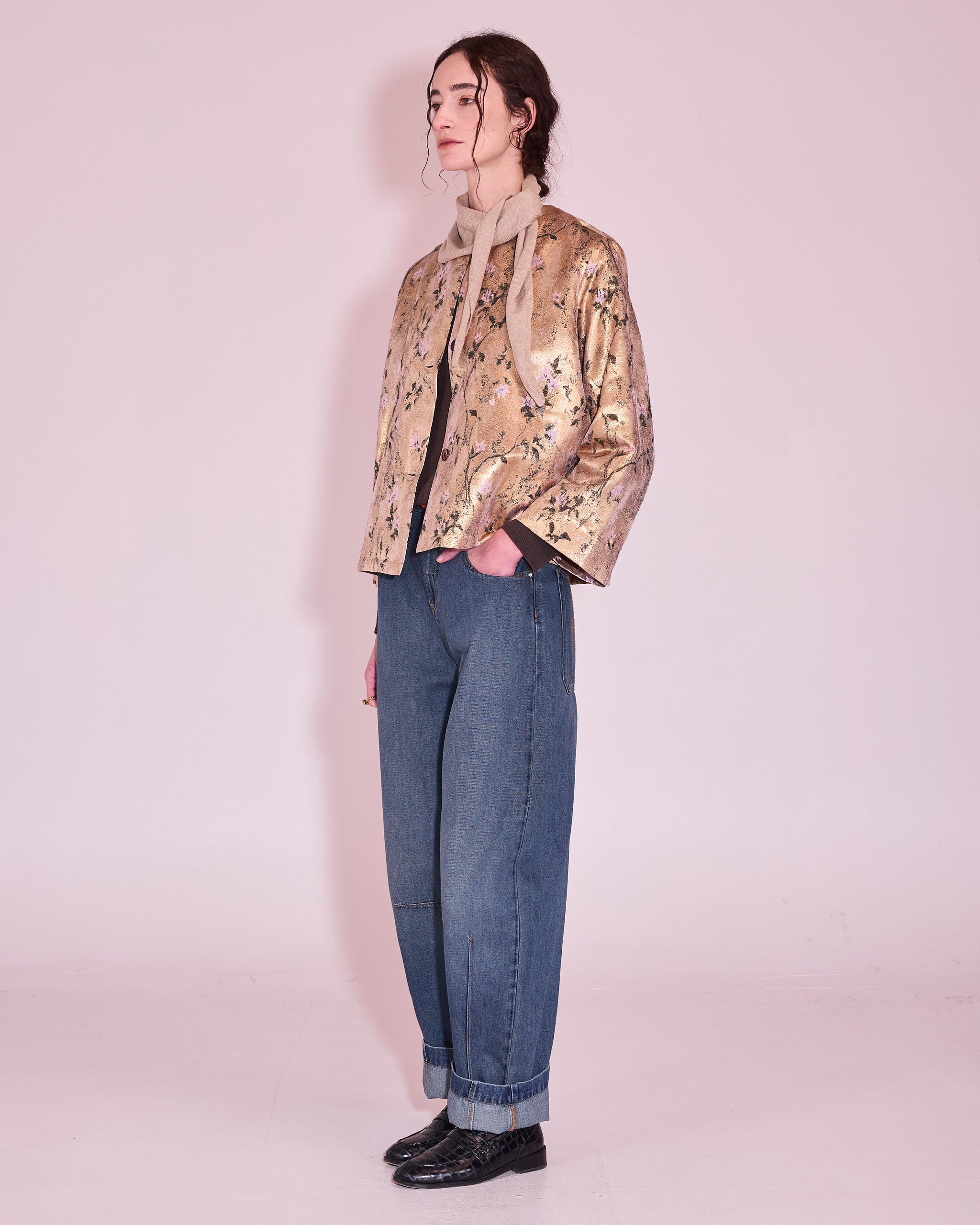 Jacques jasje in gold floral jacquard