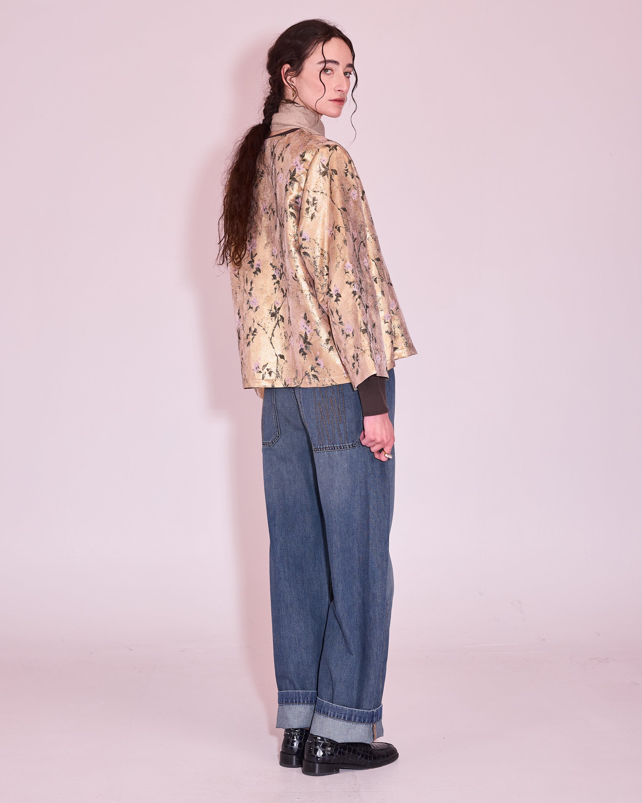 Jacques jasje in gold floral jacquard