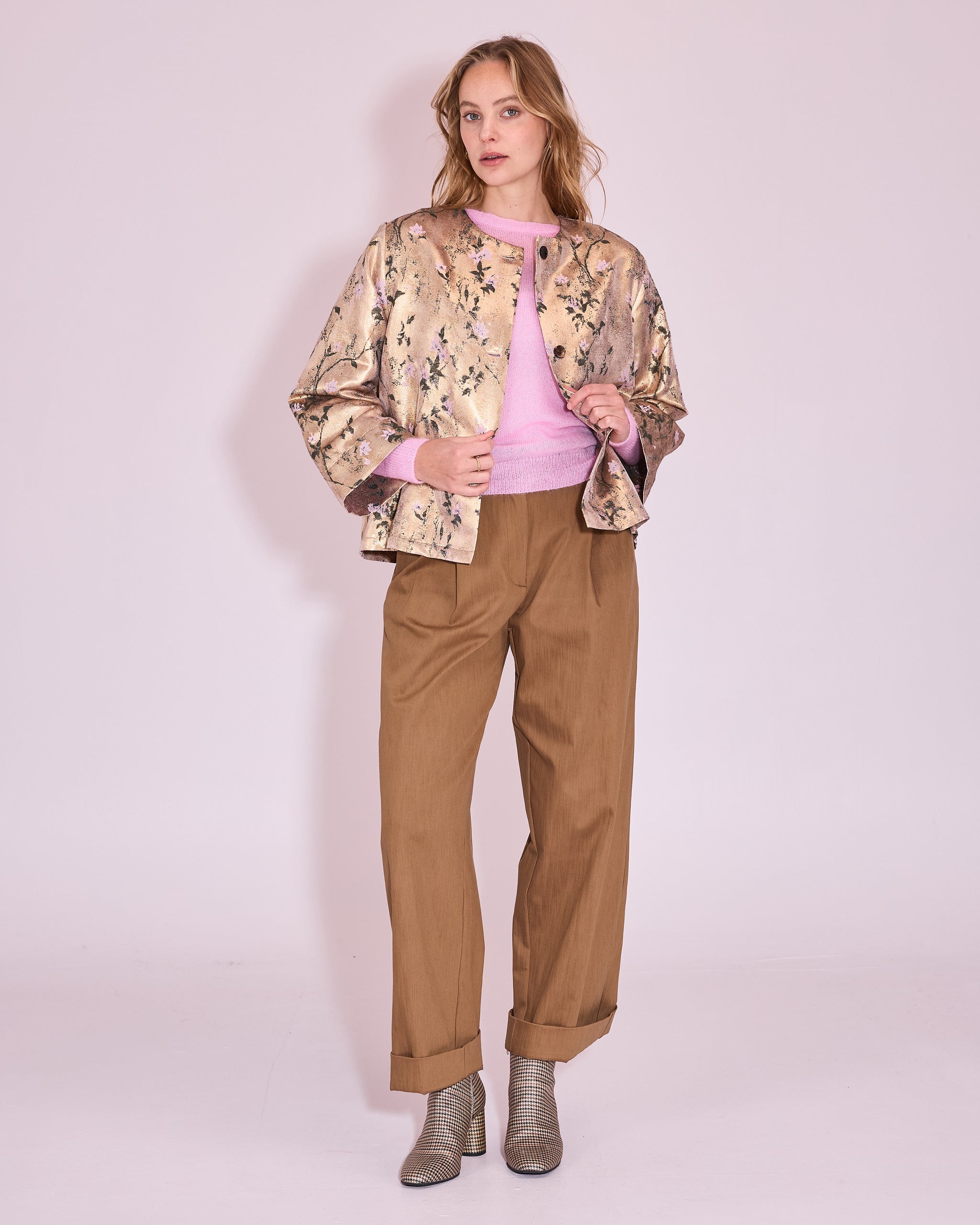 Jacques jasje in gold floral jacquard