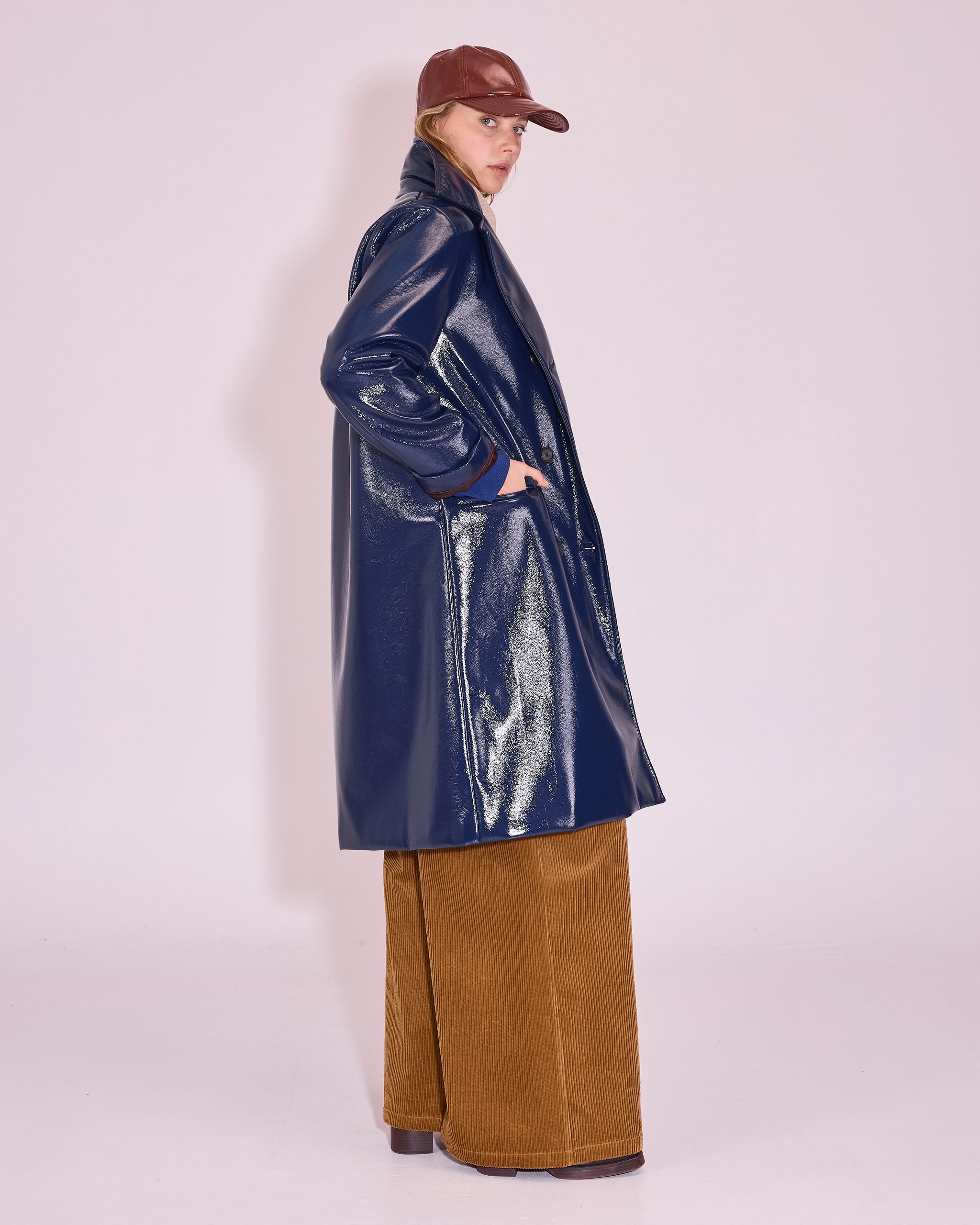Gianni jas in academy blue faux leather