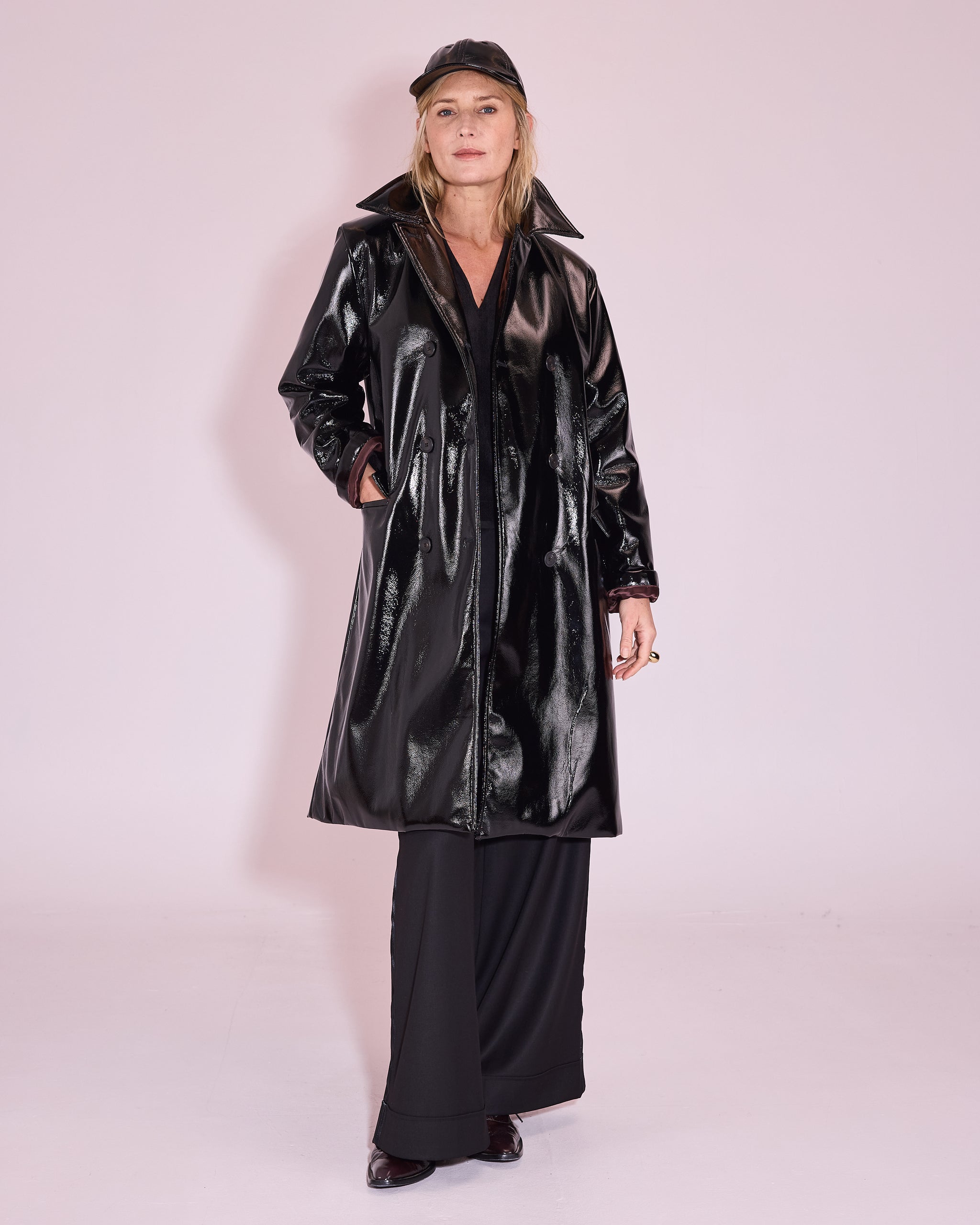 Gianni coat in black faux leather