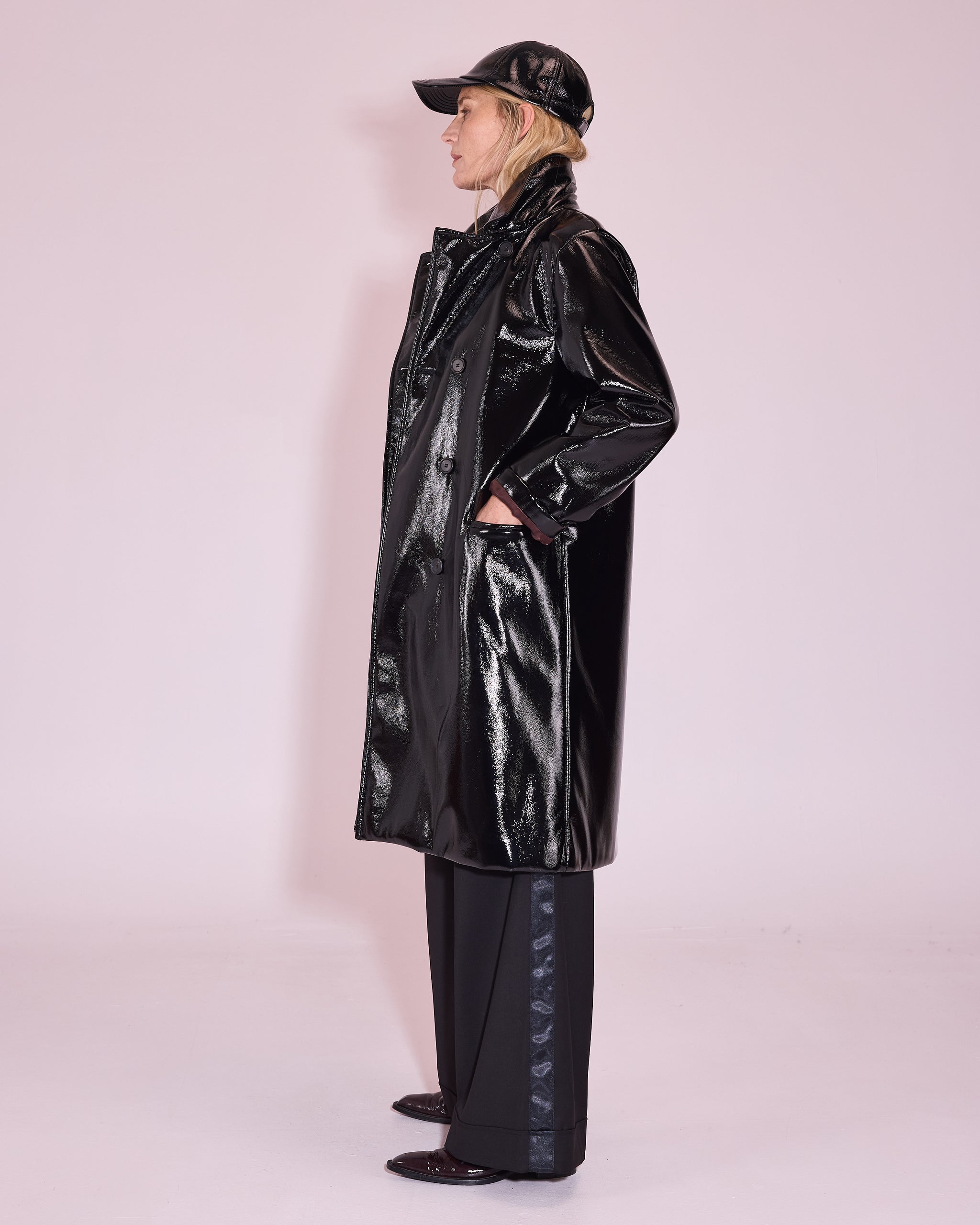 Gianni coat in black faux leather