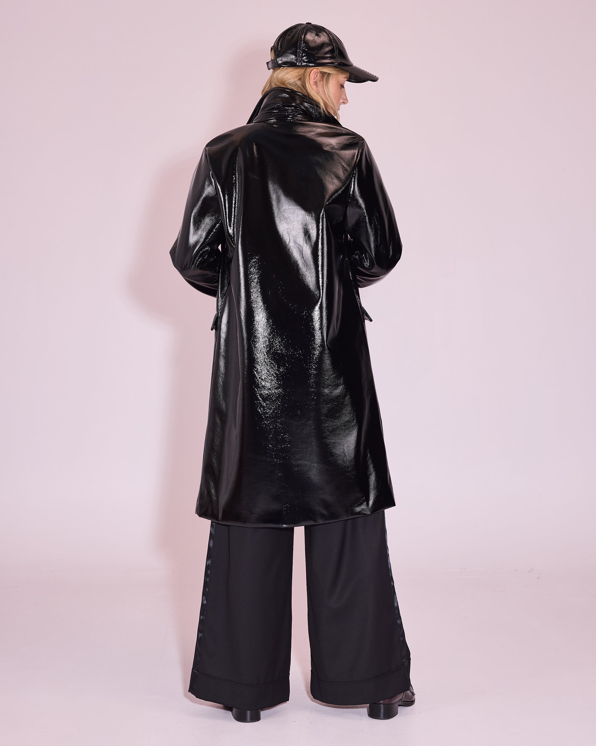 Gianni coat in black faux leather