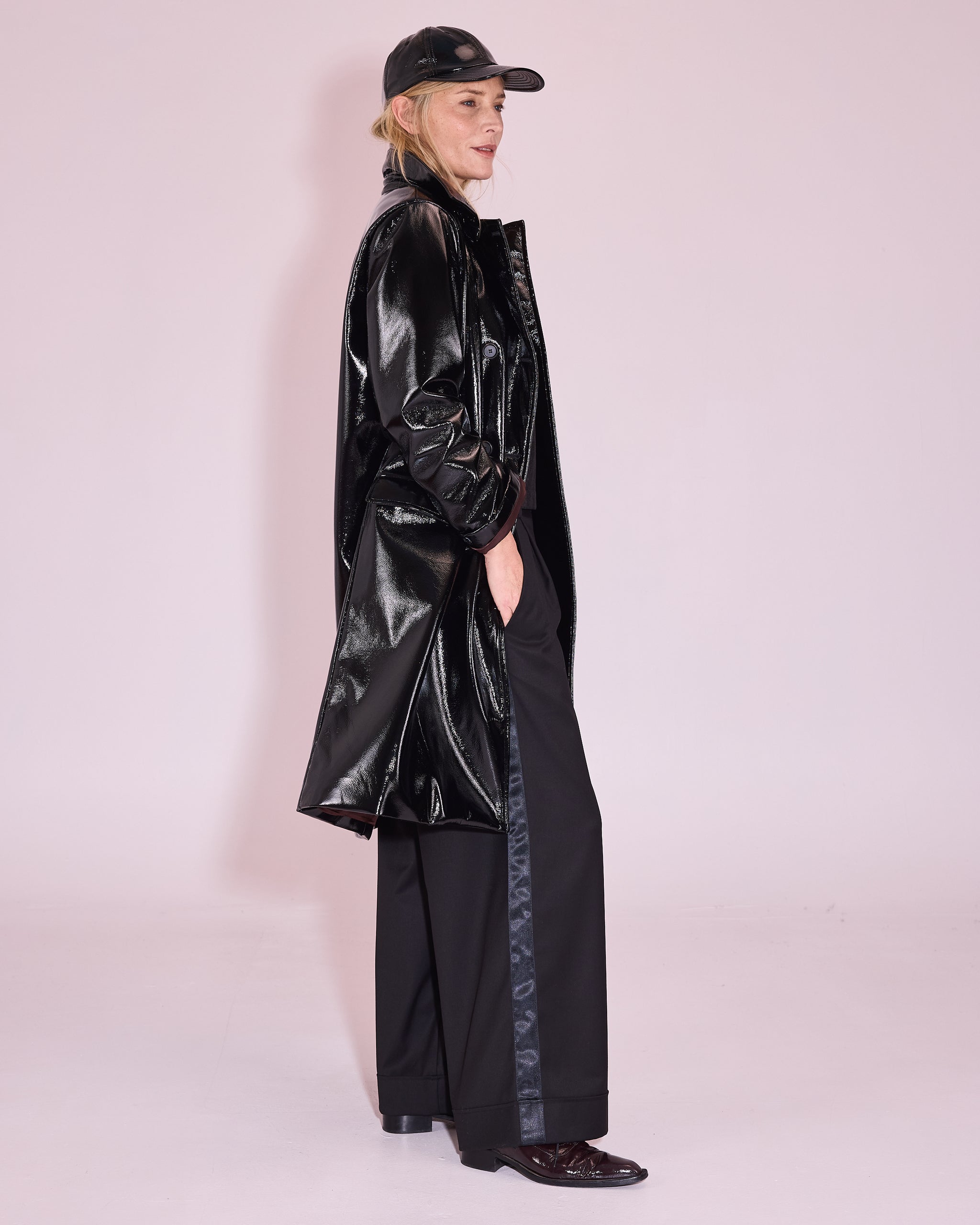Gianni coat in black faux leather