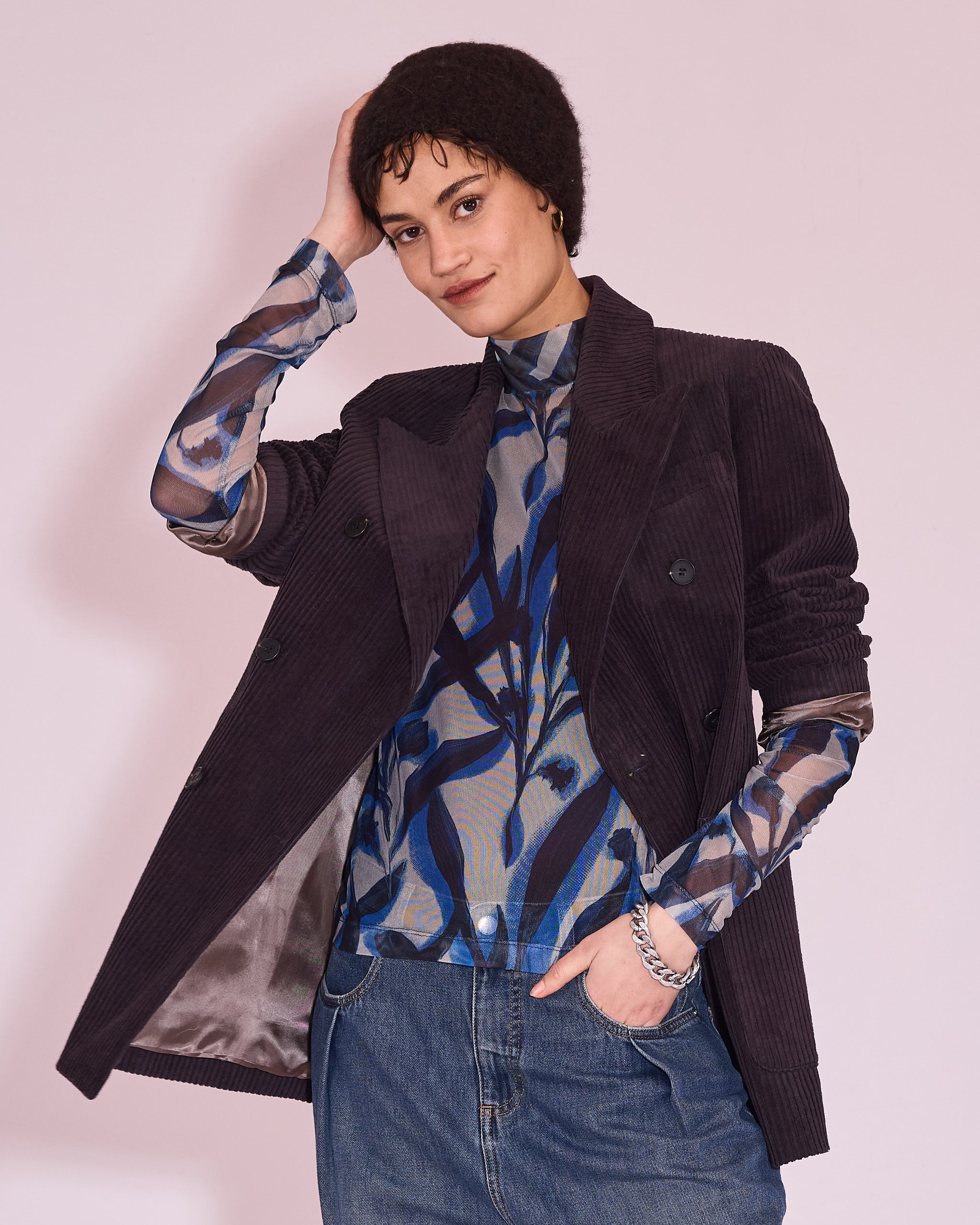 Glenn blazer in black bean heavy corduroy