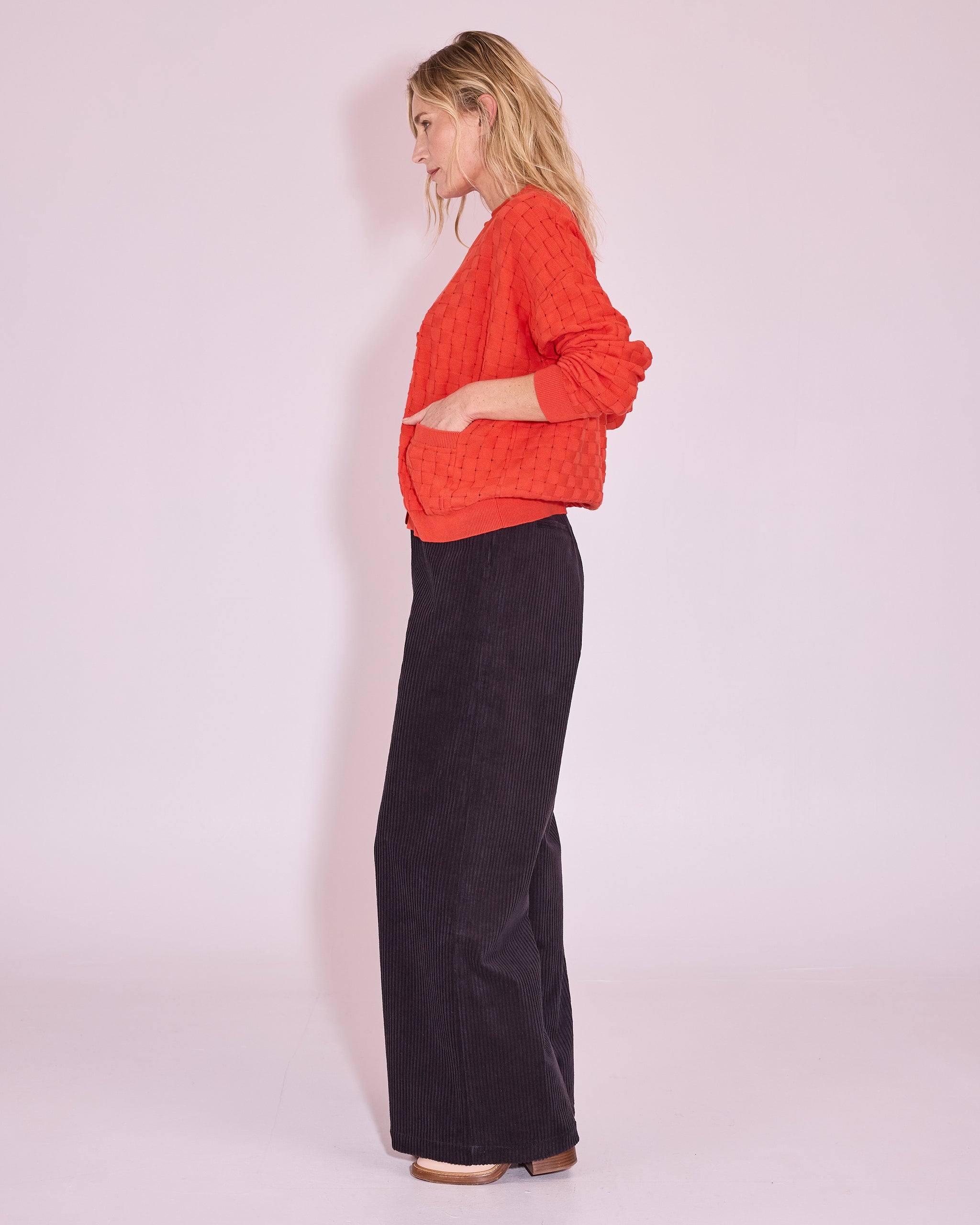 Jaffrey cardigan in mandarin red